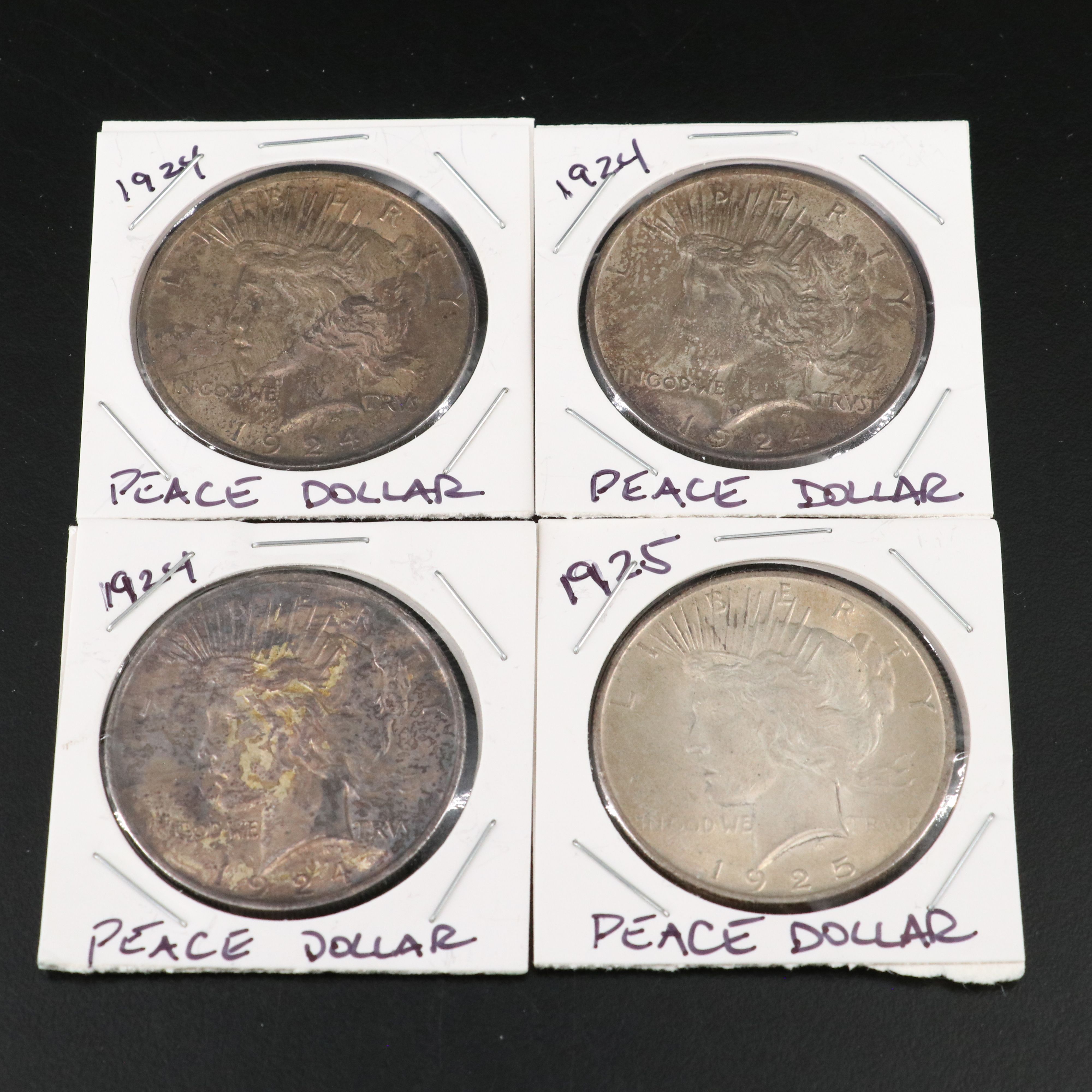 Twelve Peace Silver Dollars, 1922 to 1925