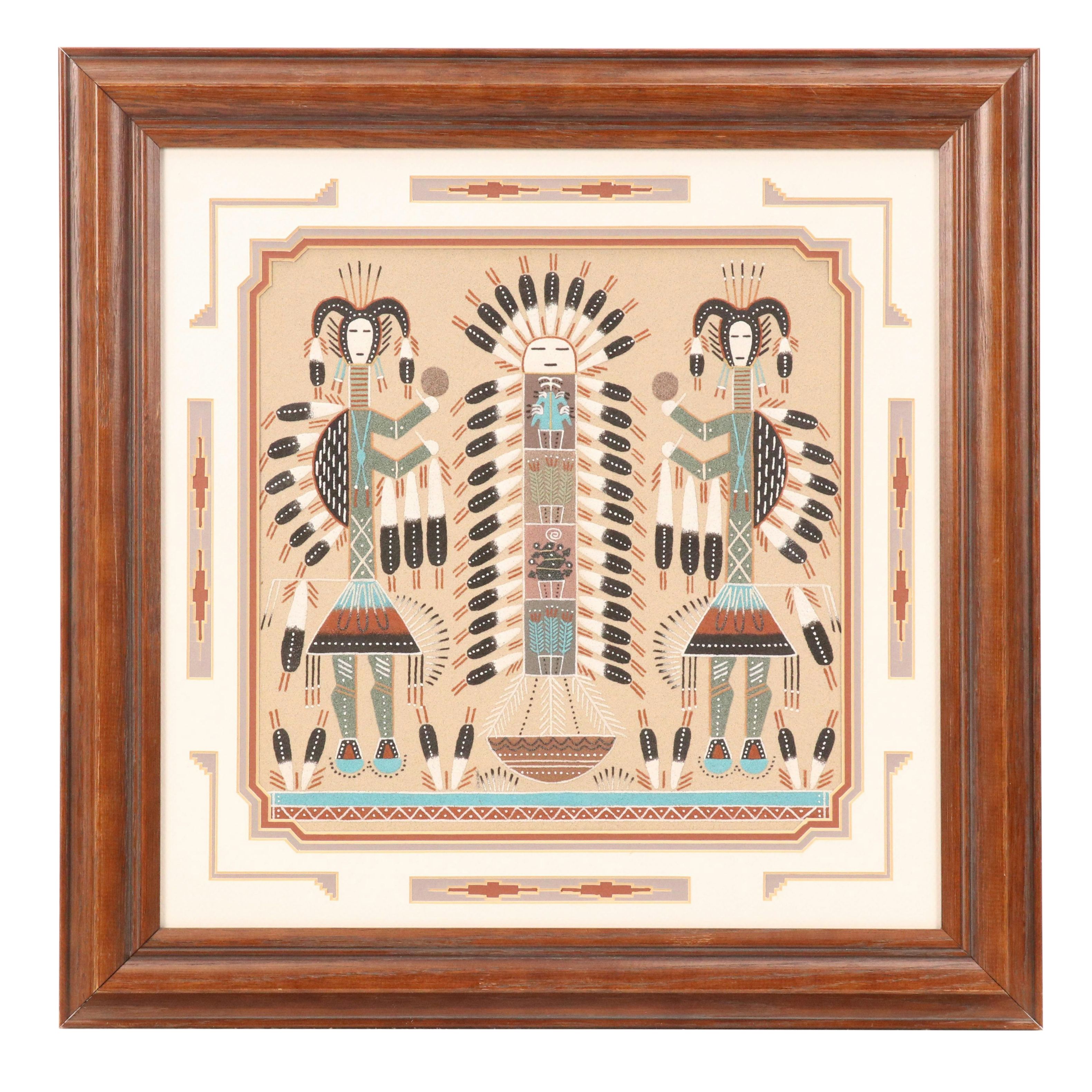 Rosabelle Ben Navajo Sand Painting "Hunchback Yei Be Chai"