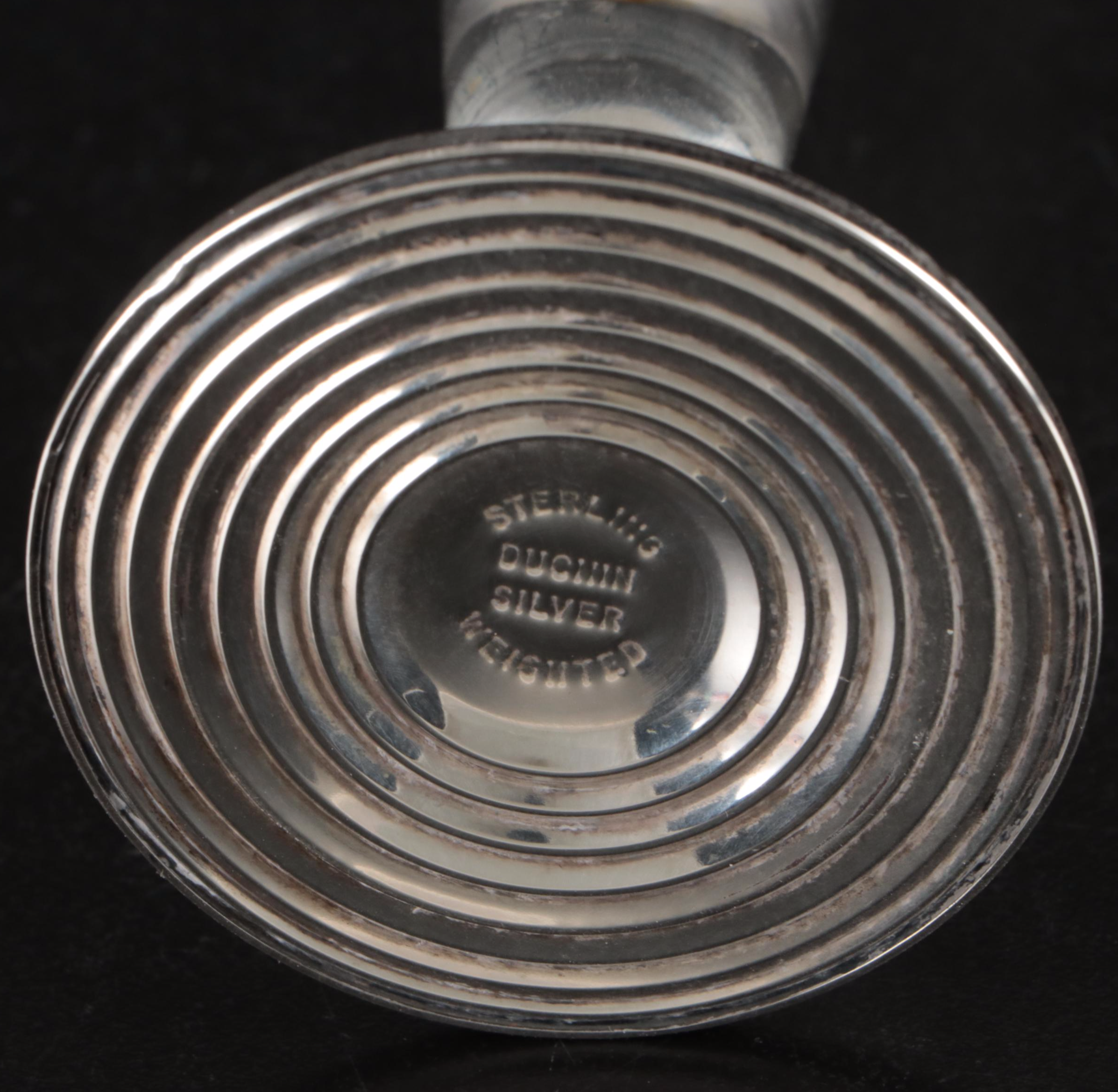 Towle Sterling Handled Pie Server, Duchin Sterling Vase, and Sterling Shakers