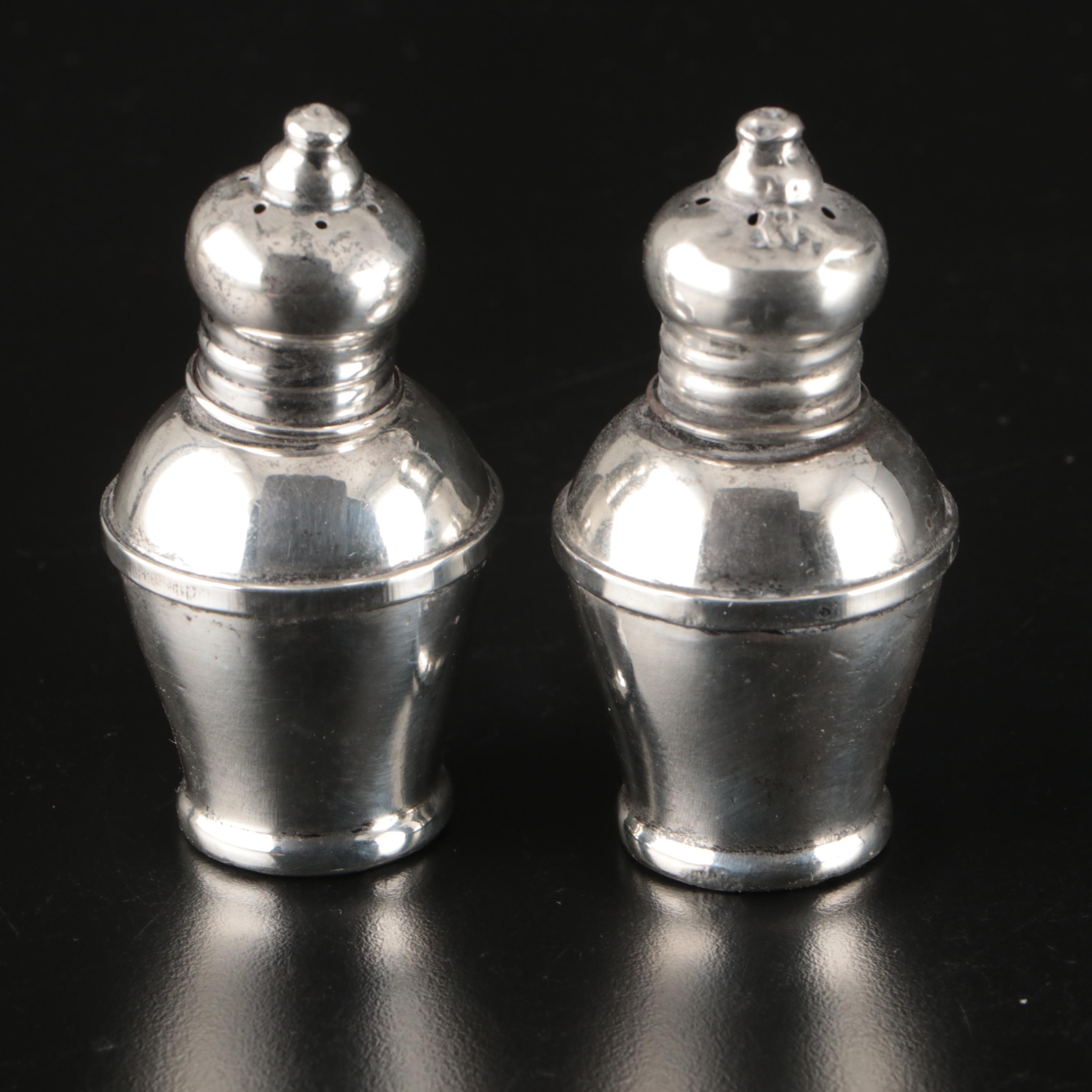 Towle Sterling Handled Pie Server, Duchin Sterling Vase, and Sterling Shakers