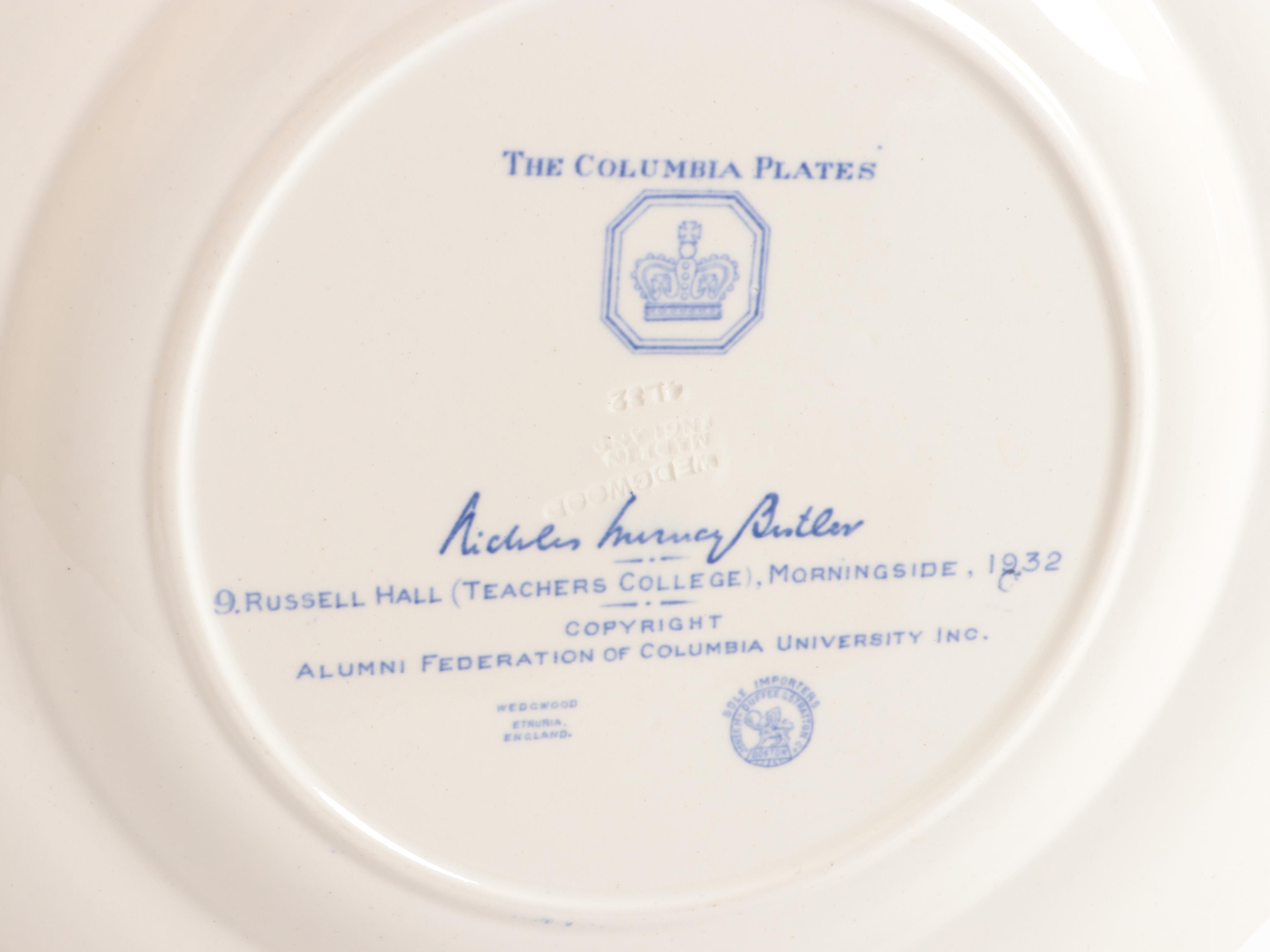 Nicholas Murray Butler for Wedgwood Columbia University Plates