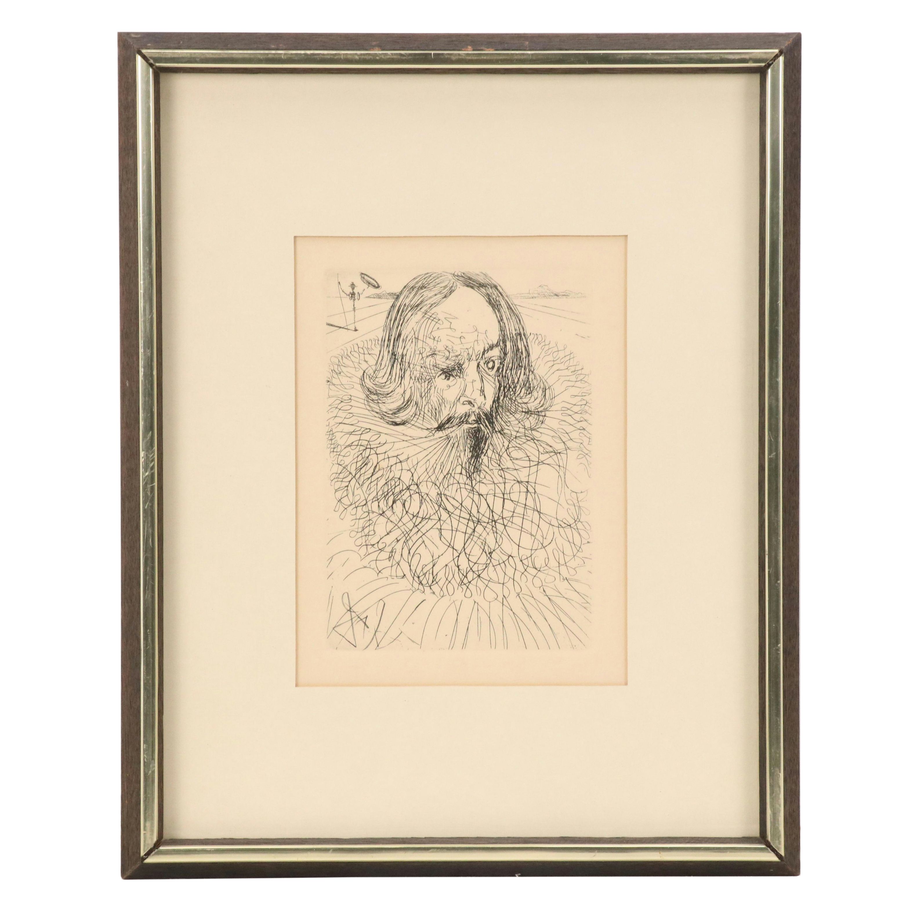 Salvador Dali Restrike Etching "Cervantes"