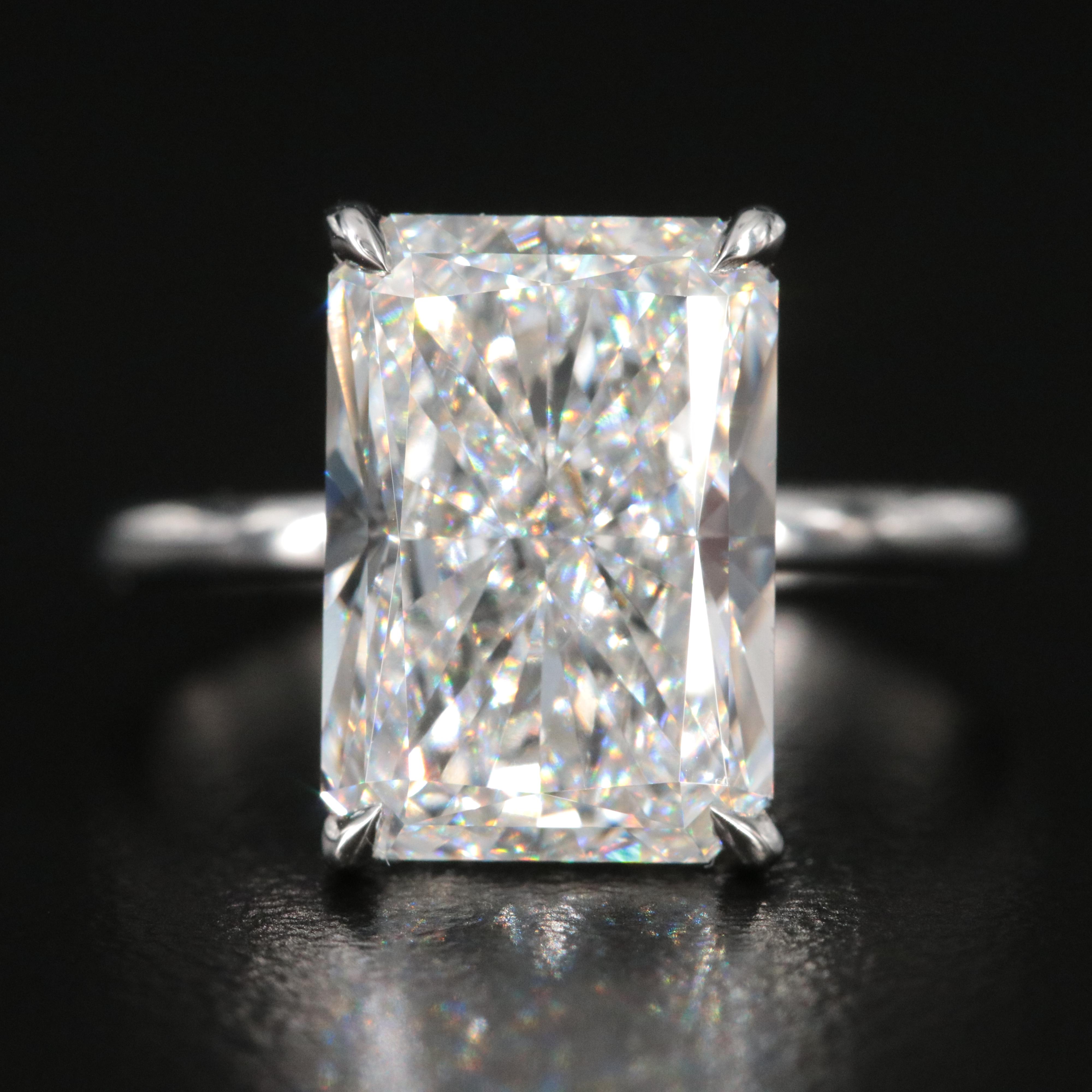 Platinum 5.74 CT Lab Grown Diamond Solitaire Ring with IGI Report