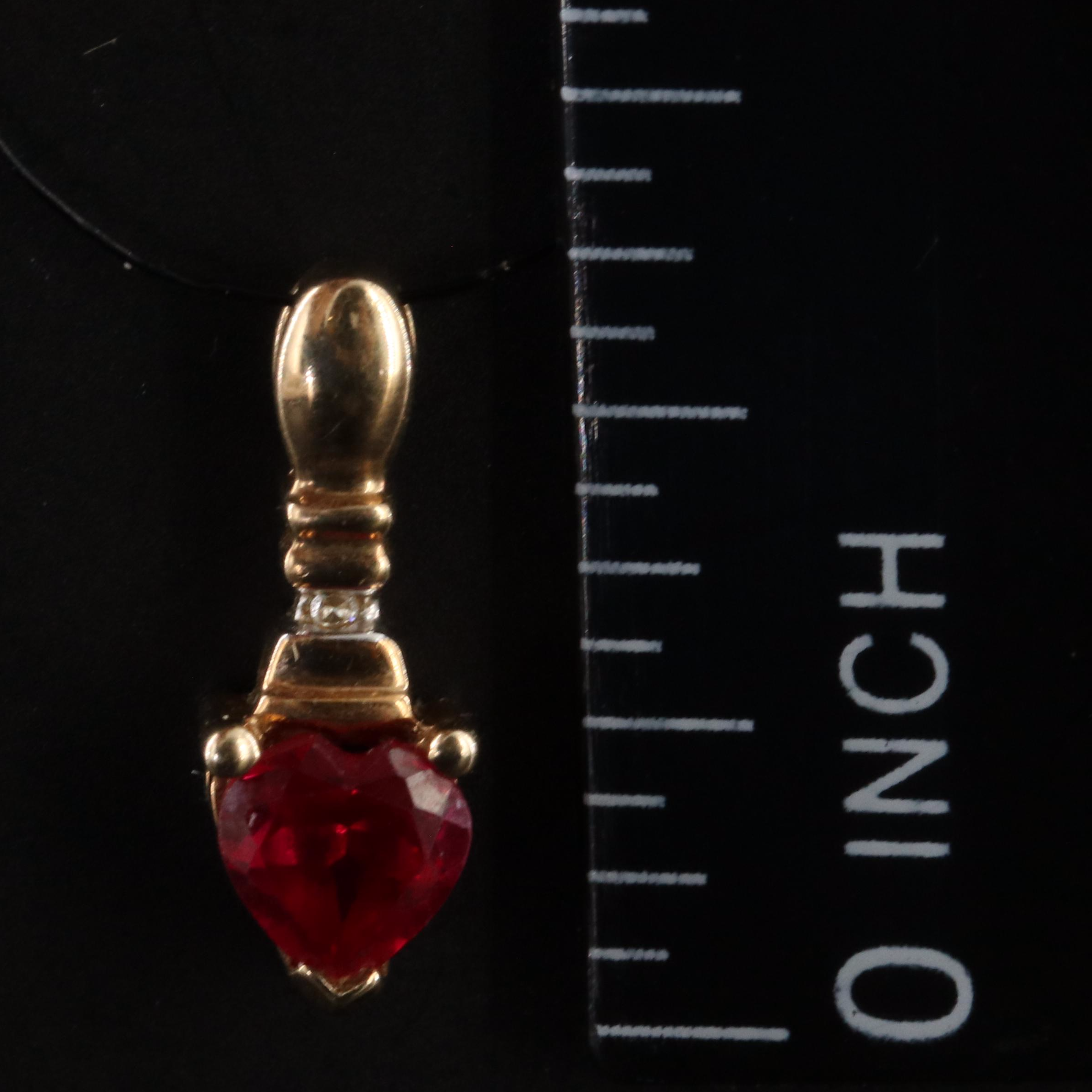 10K Ruby and Diamond Heart Pendant