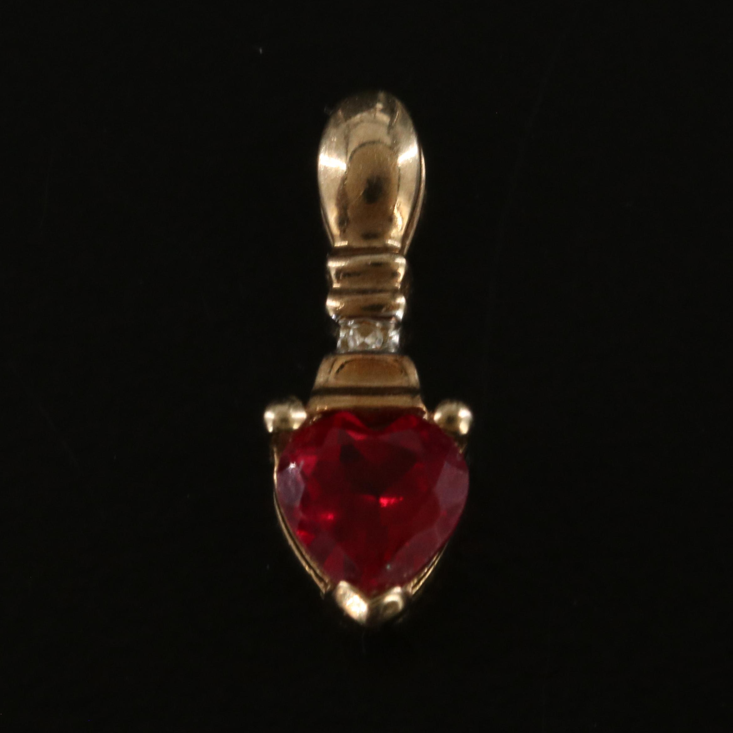 10K Ruby and Diamond Heart Pendant