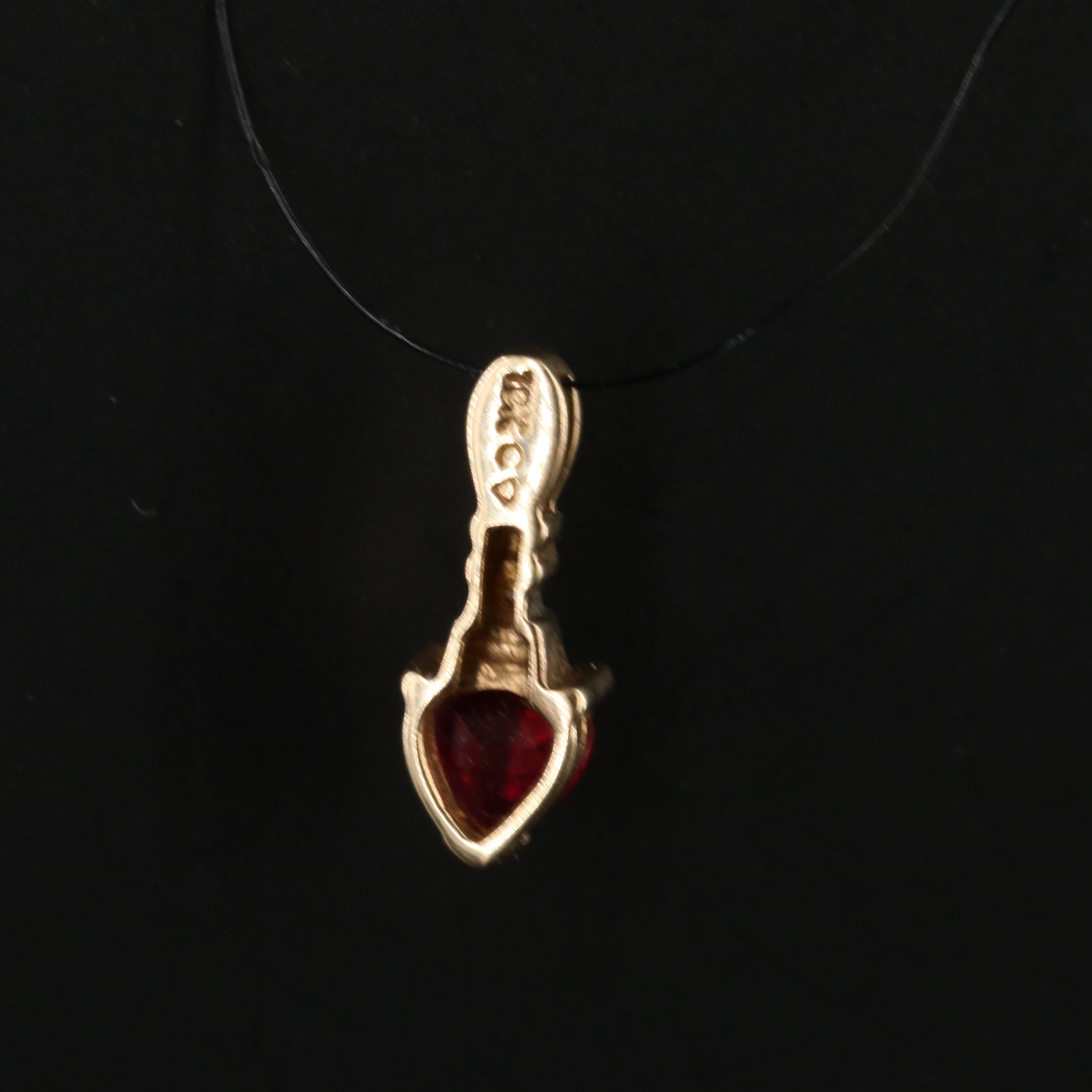 10K Ruby and Diamond Heart Pendant