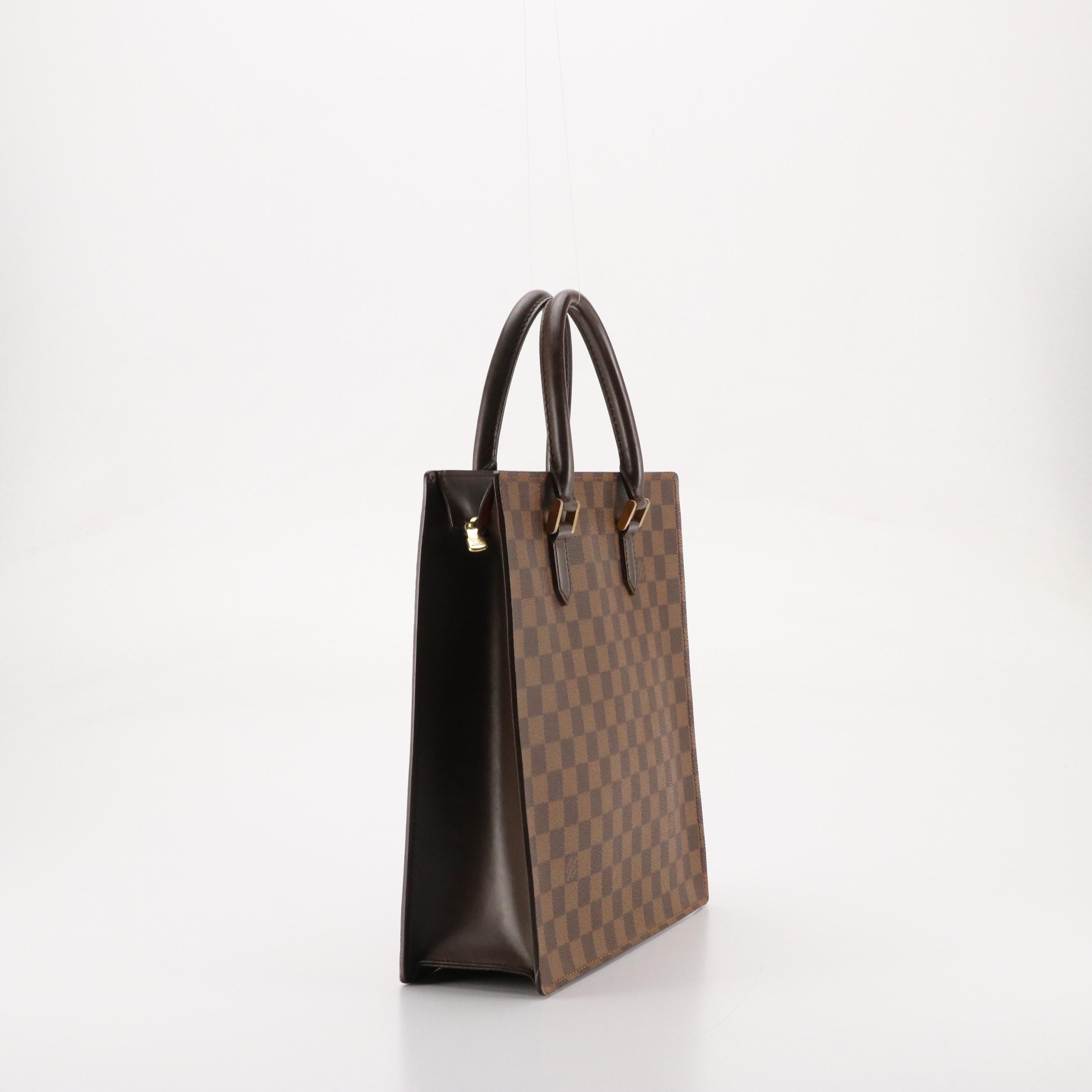 Louis Vuitton Sac Plat Zip Tote in Damier Ebene Canvas and Leather