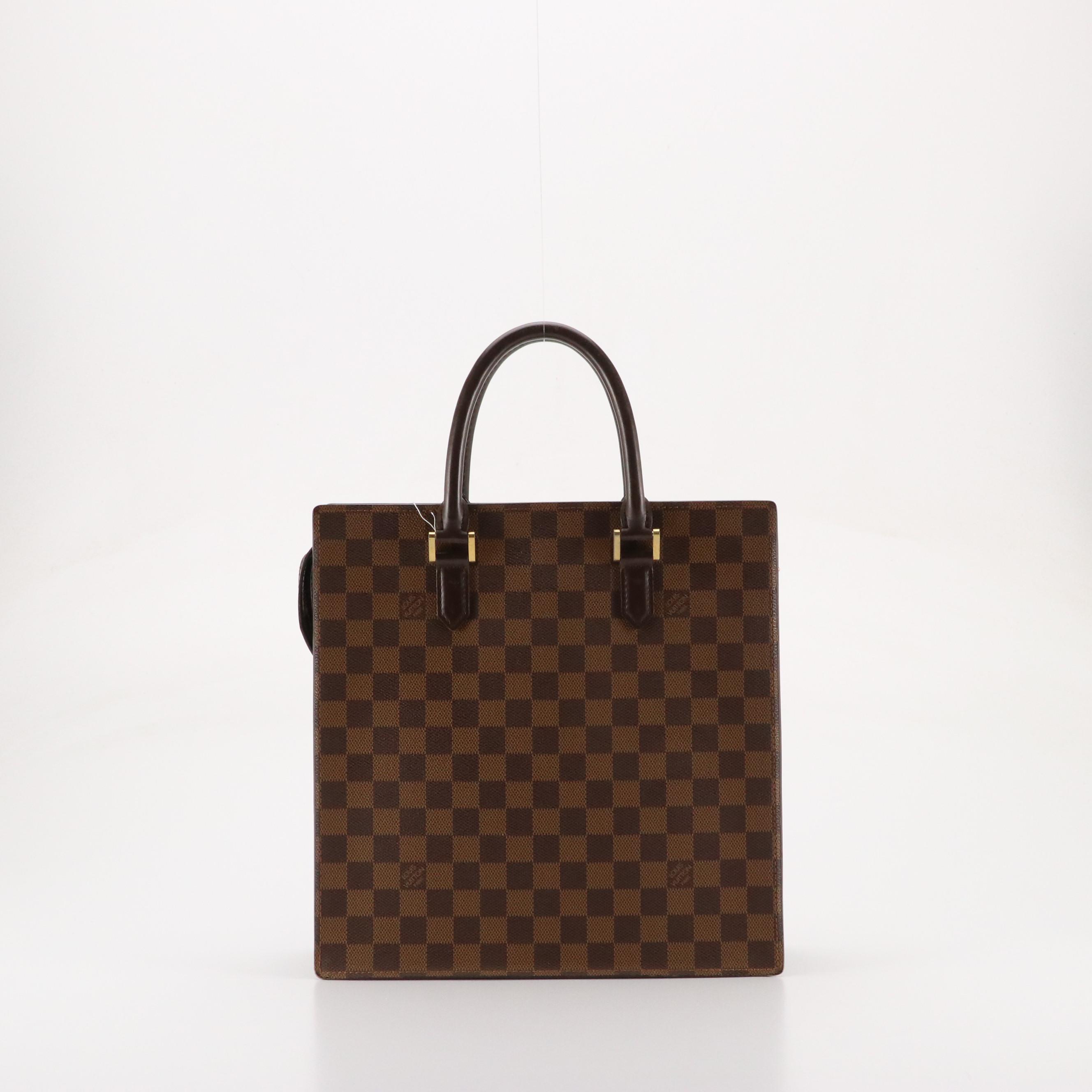 Louis Vuitton Sac Plat Zip Tote in Damier Ebene Canvas and Leather