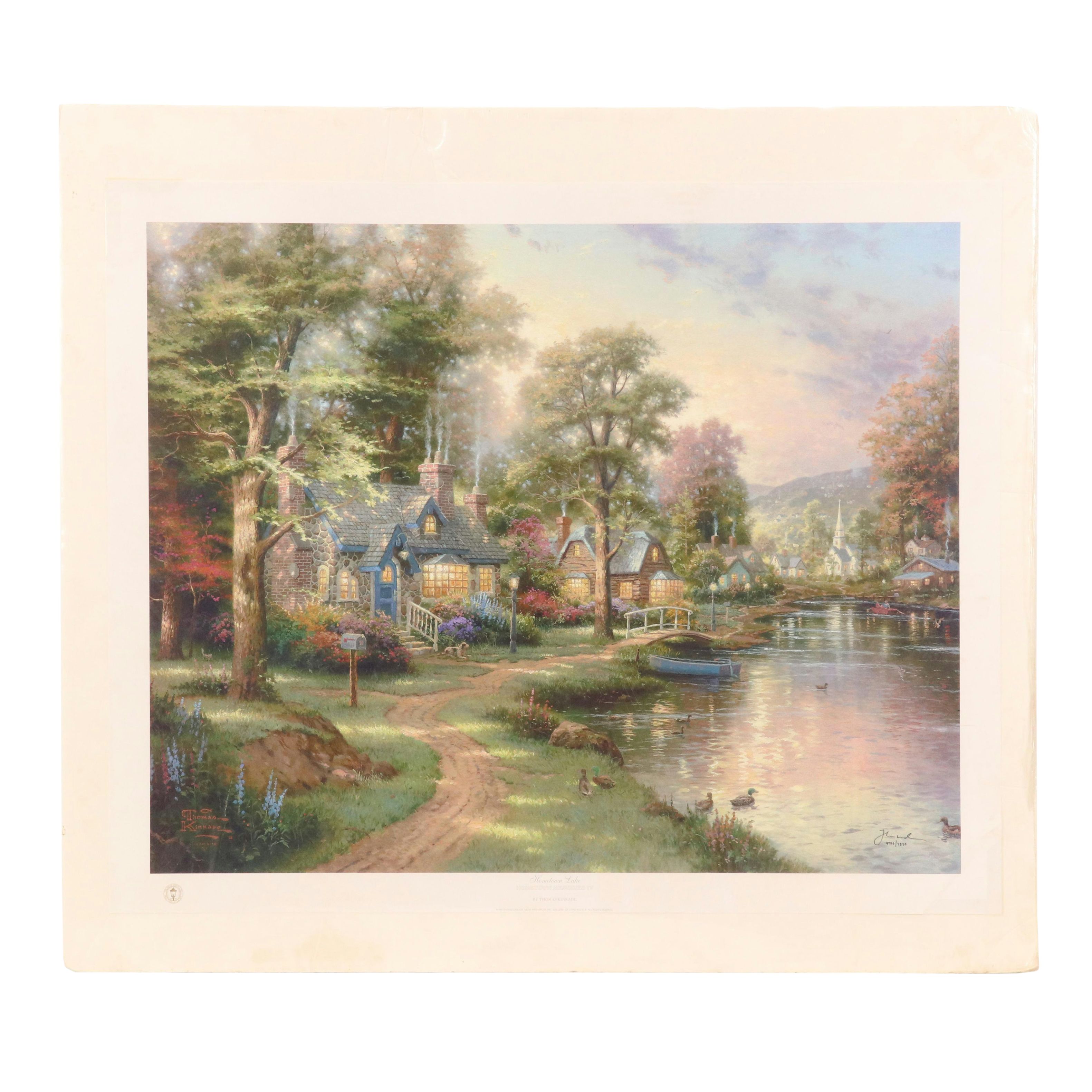 Thomas Kinkade Offset Lithograph "Hometown Lake"