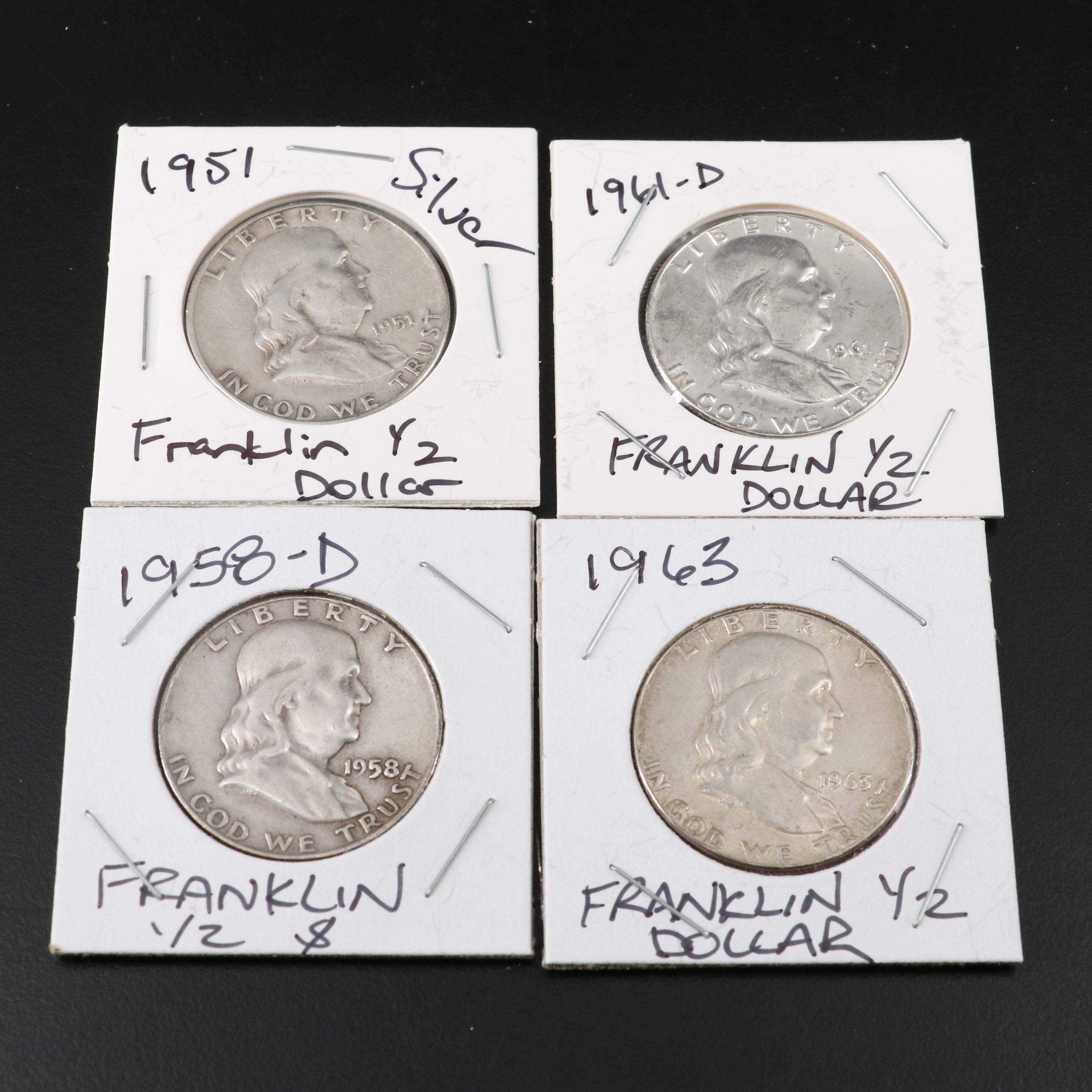 Twenty-Four Silver U.S. Half Dollars, Walking Liberty, Franklin, Kennedy