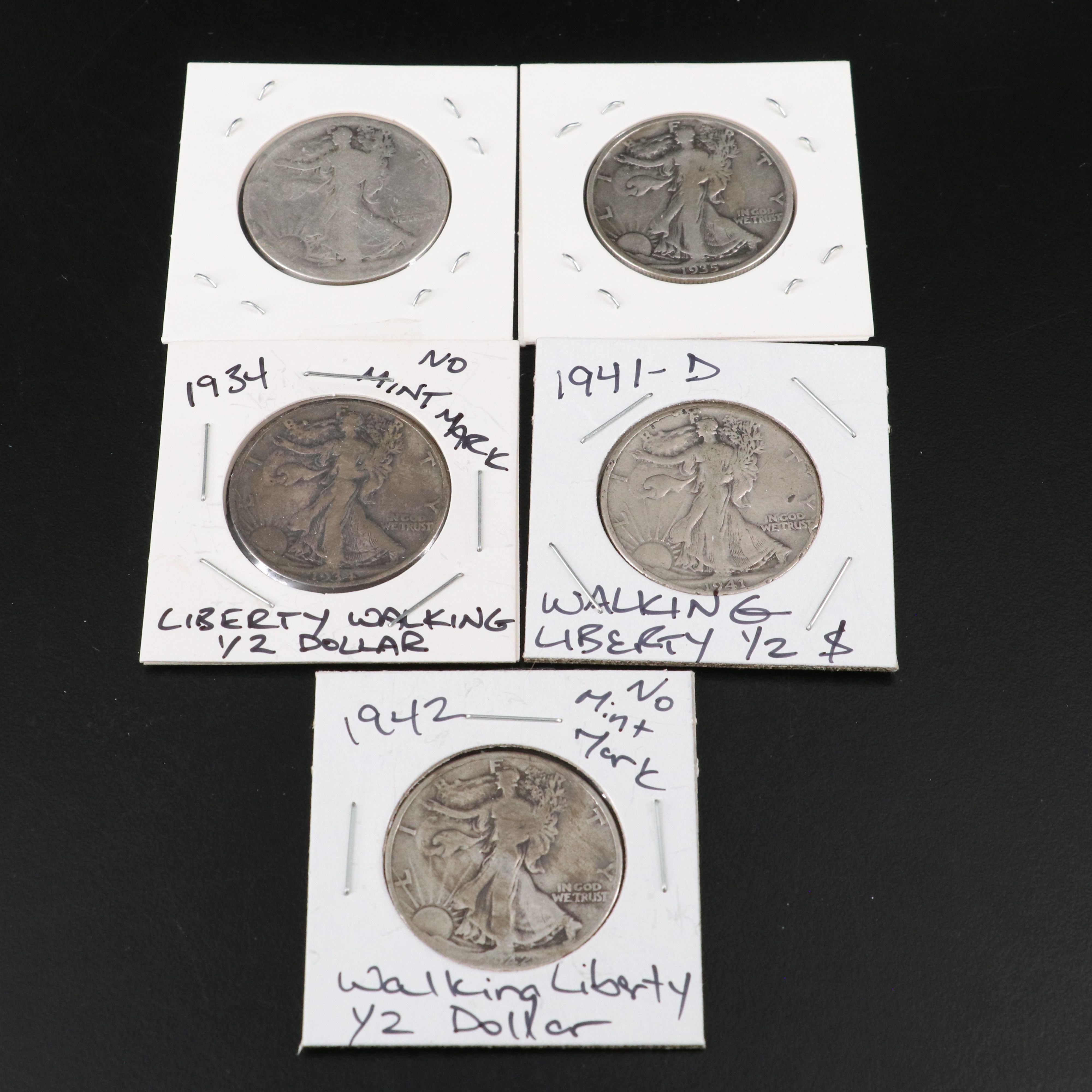 Twenty-Four Silver U.S. Half Dollars, Walking Liberty, Franklin, Kennedy