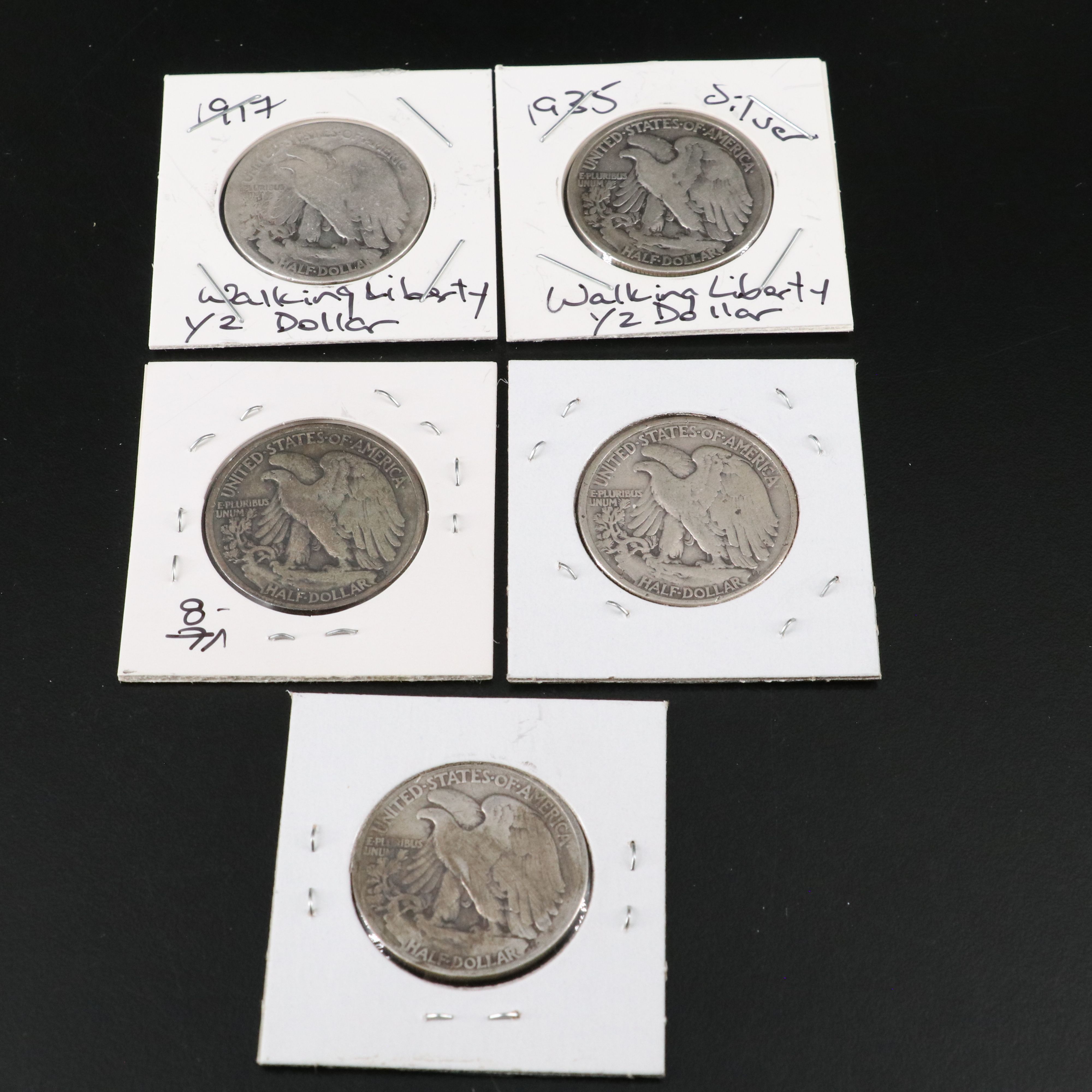 Twenty-Four Silver U.S. Half Dollars, Walking Liberty, Franklin, Kennedy