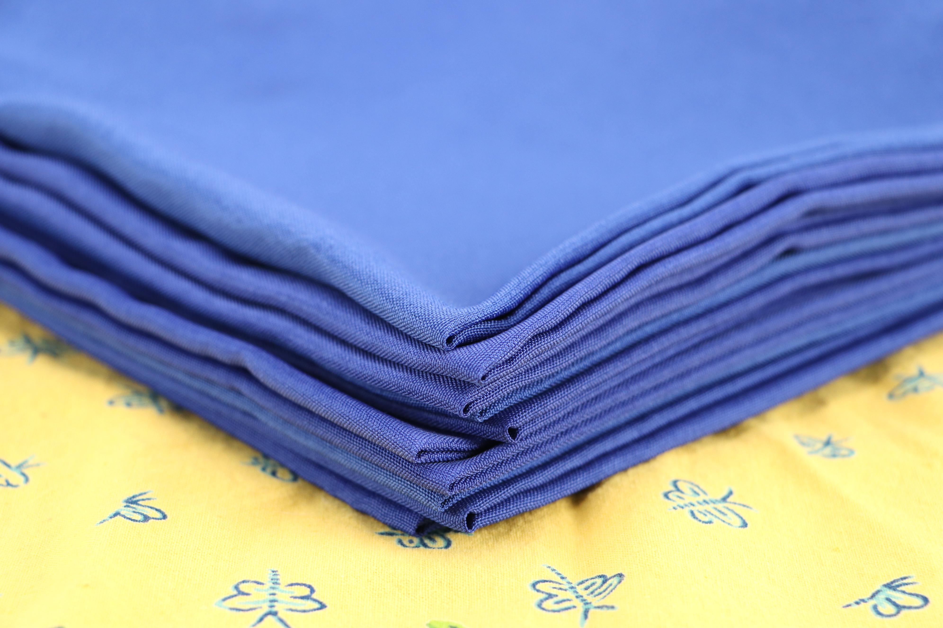 French Provincial Style Floral Tablecloth with Royal Blue Napkins