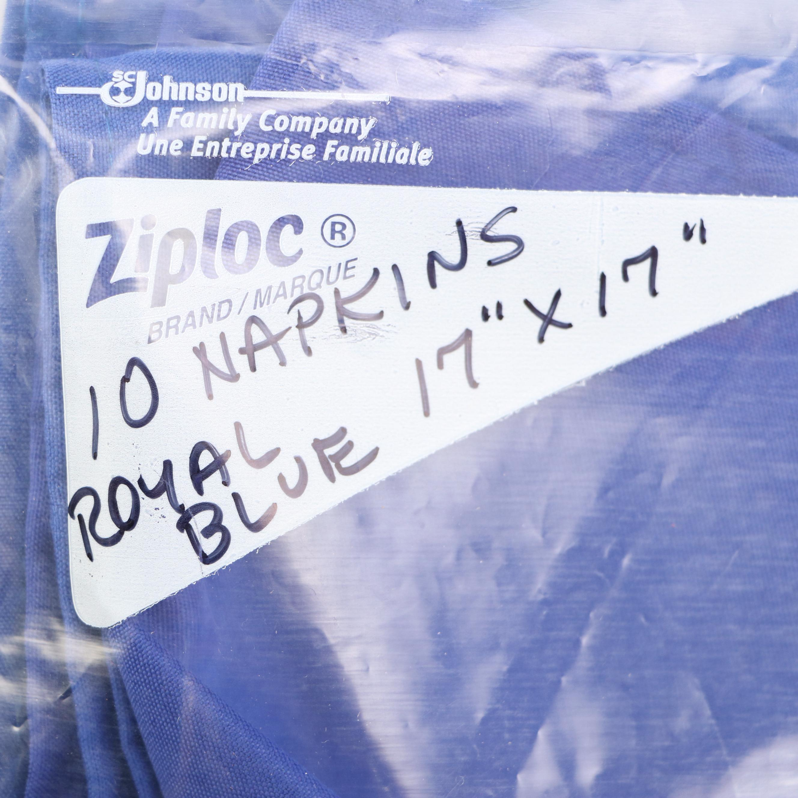 French Provincial Style Floral Tablecloth with Royal Blue Napkins