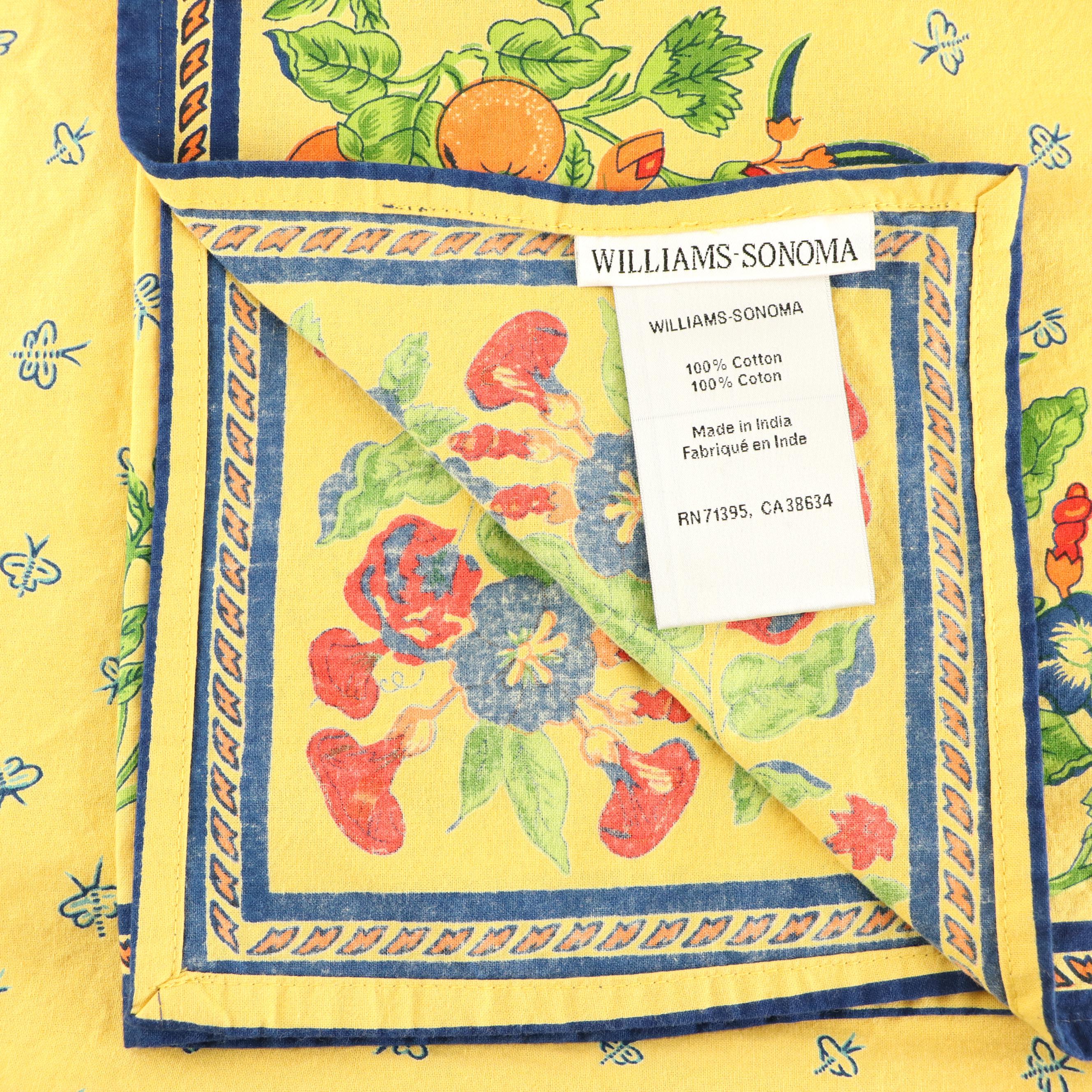 French Provincial Style Floral Tablecloth with Royal Blue Napkins