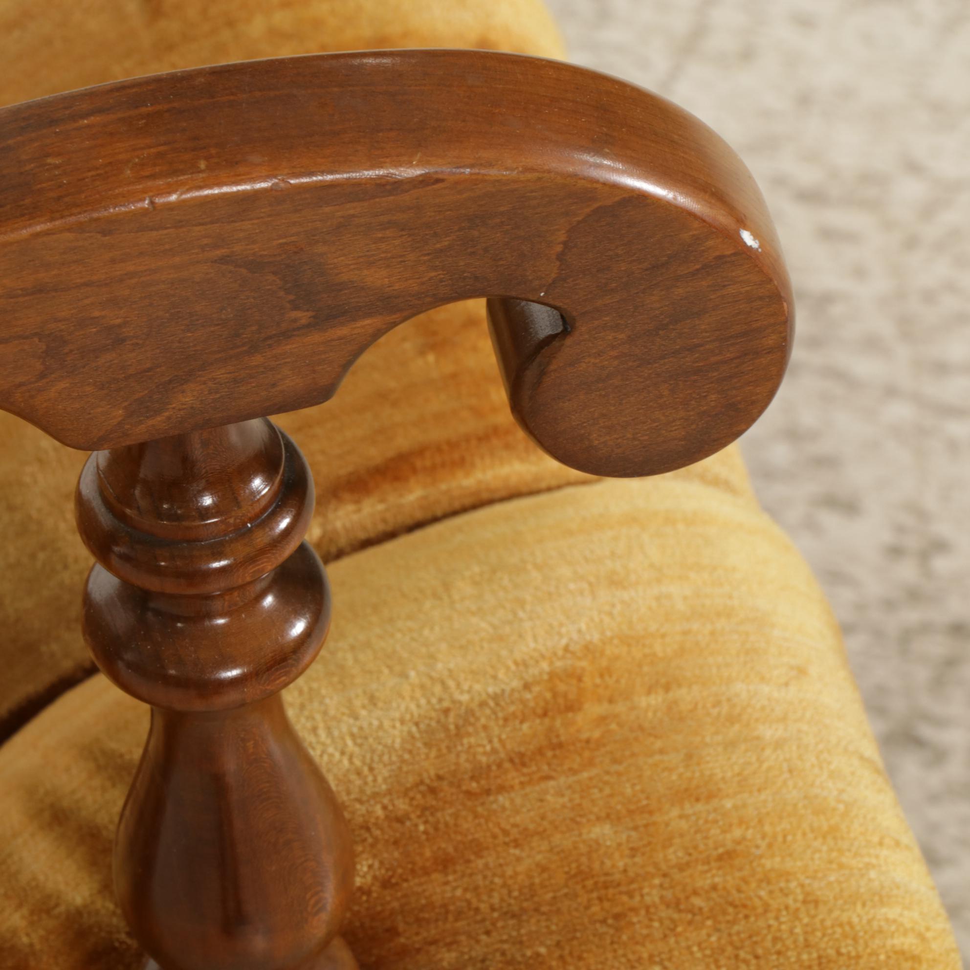 Carl Forslund Stationary Rocker with Button Tufted Velour Upholstery, 1976