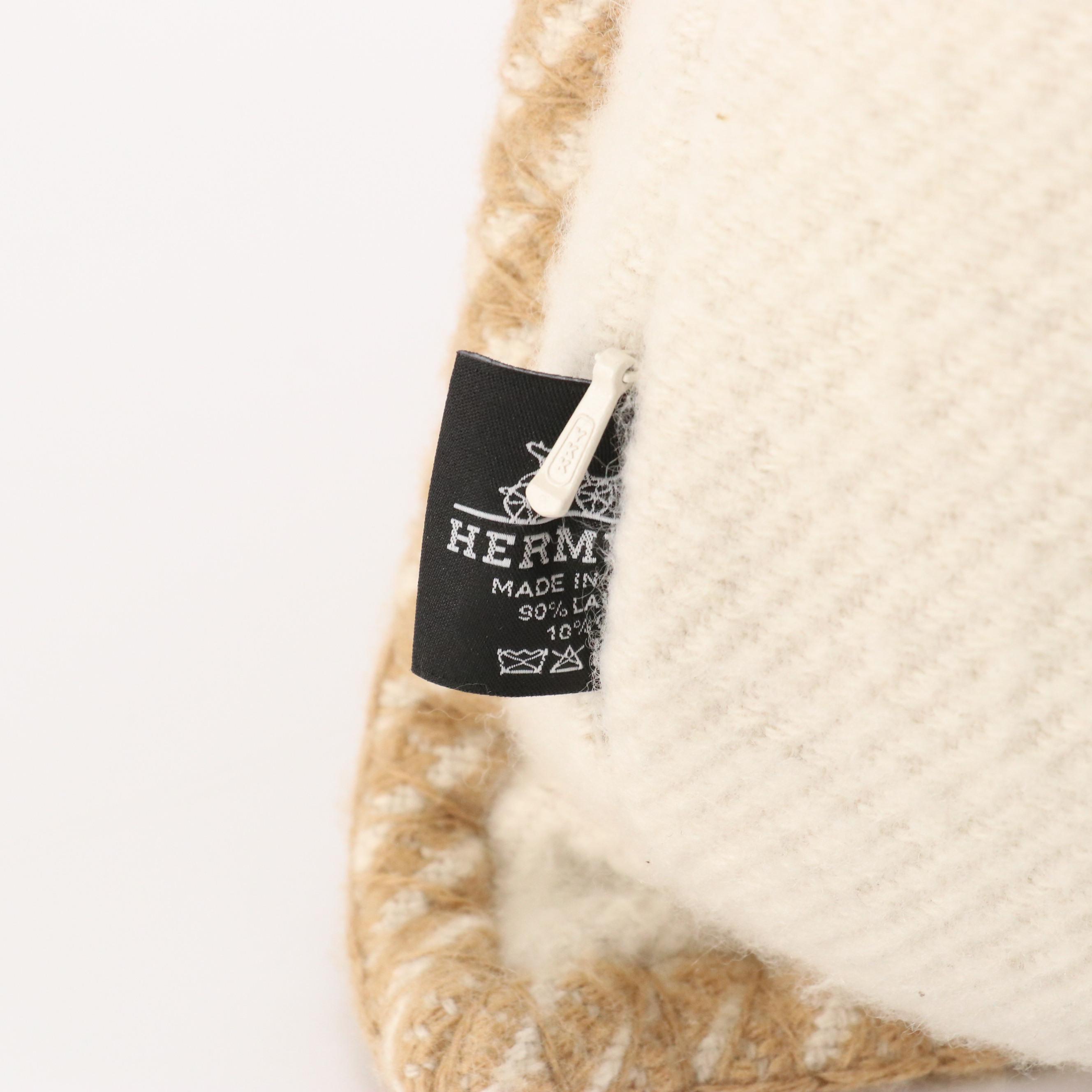 Hermès H Riviera Cashmere/Wool Accent Pillow with Blanket-Stitch Edging