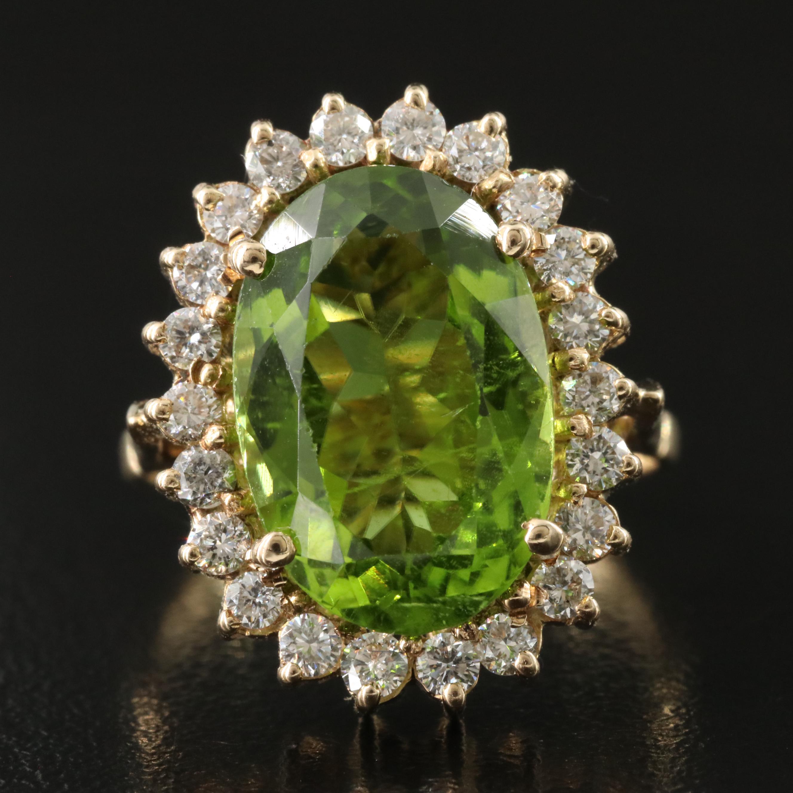 18K Peridot and Diamond Ring
