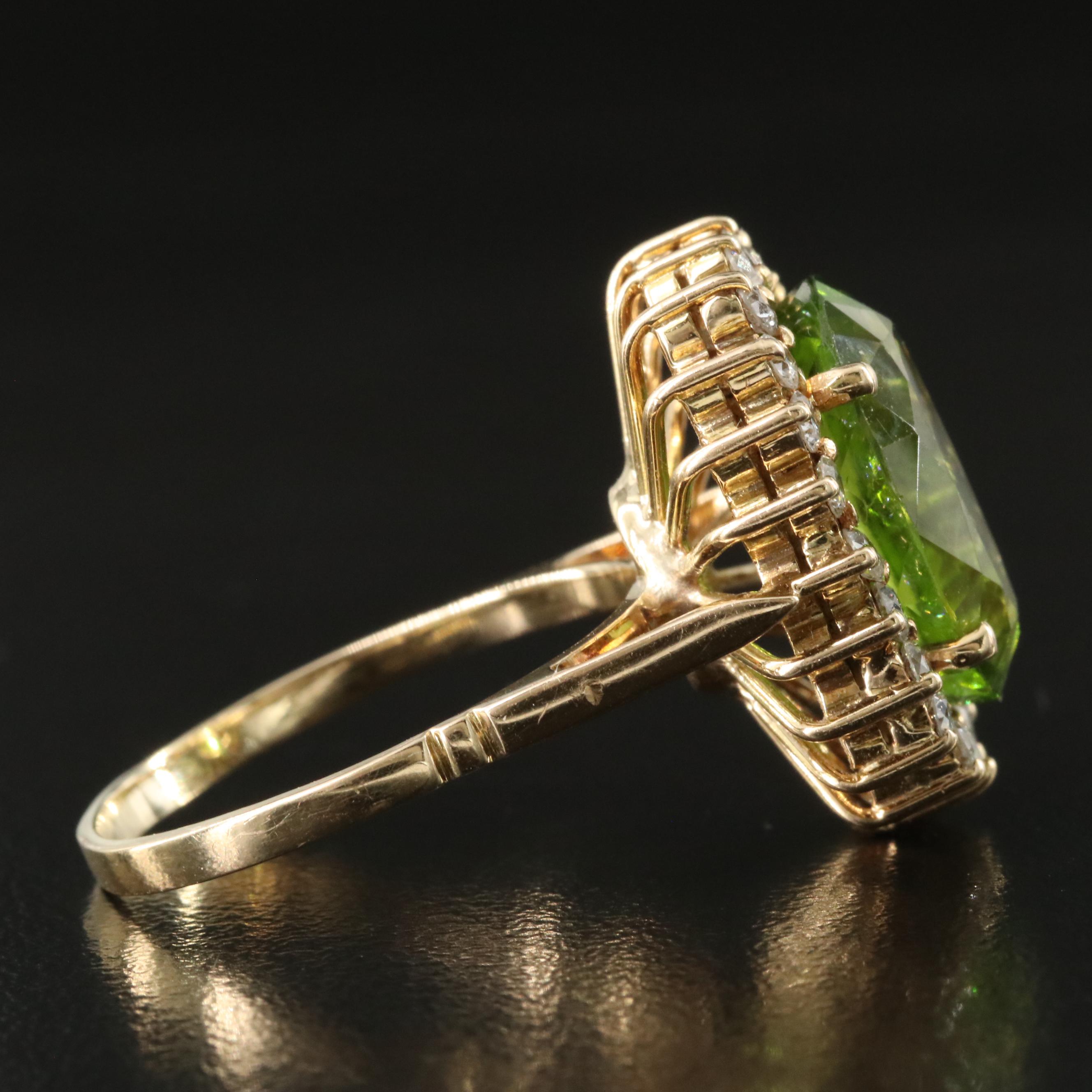 18K Peridot and Diamond Ring