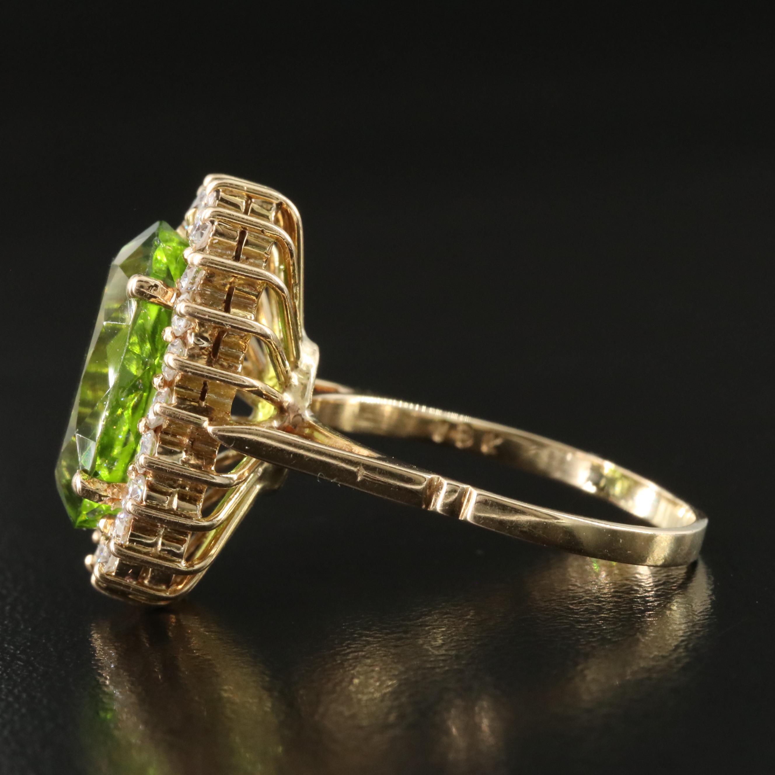 18K Peridot and Diamond Ring