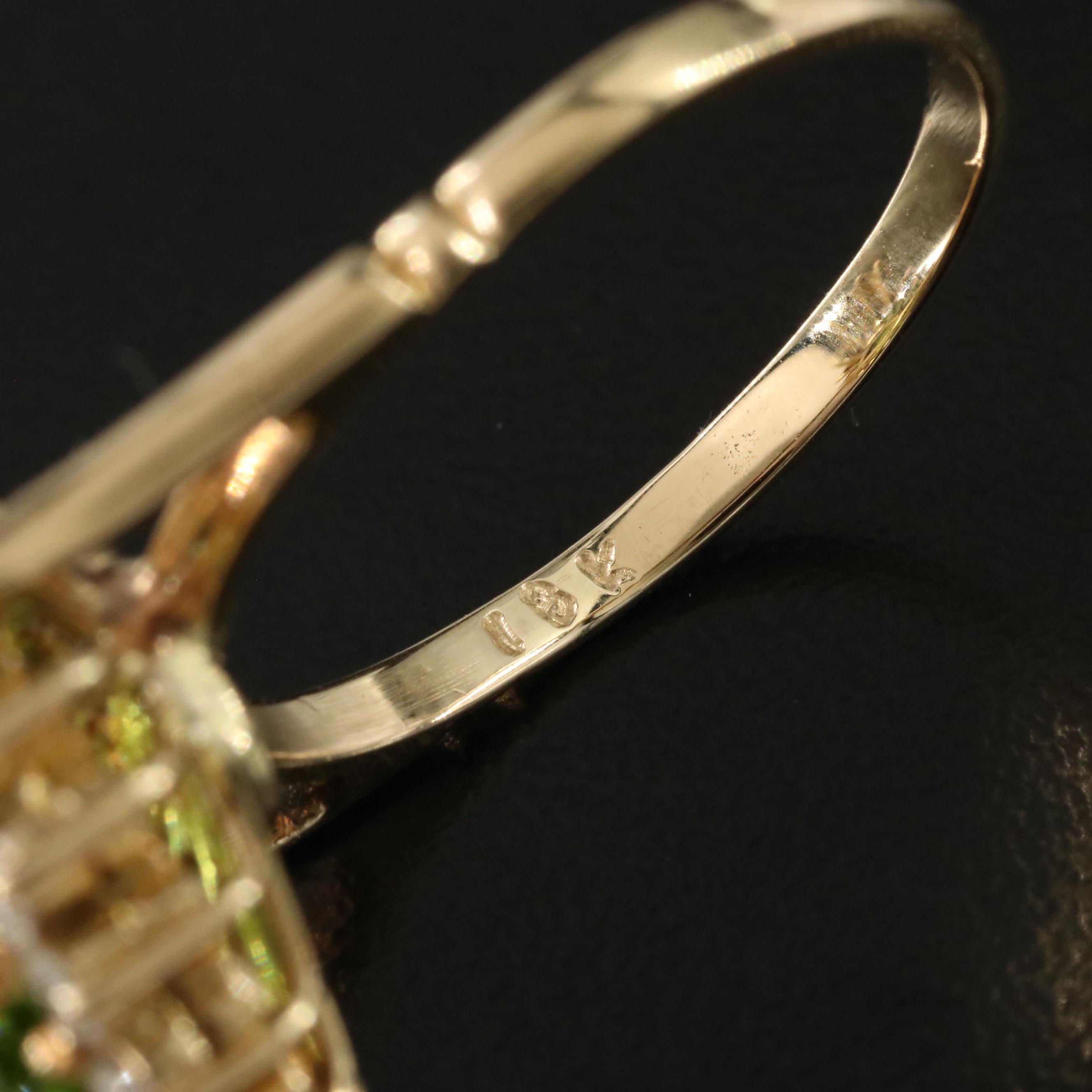 18K Peridot and Diamond Ring