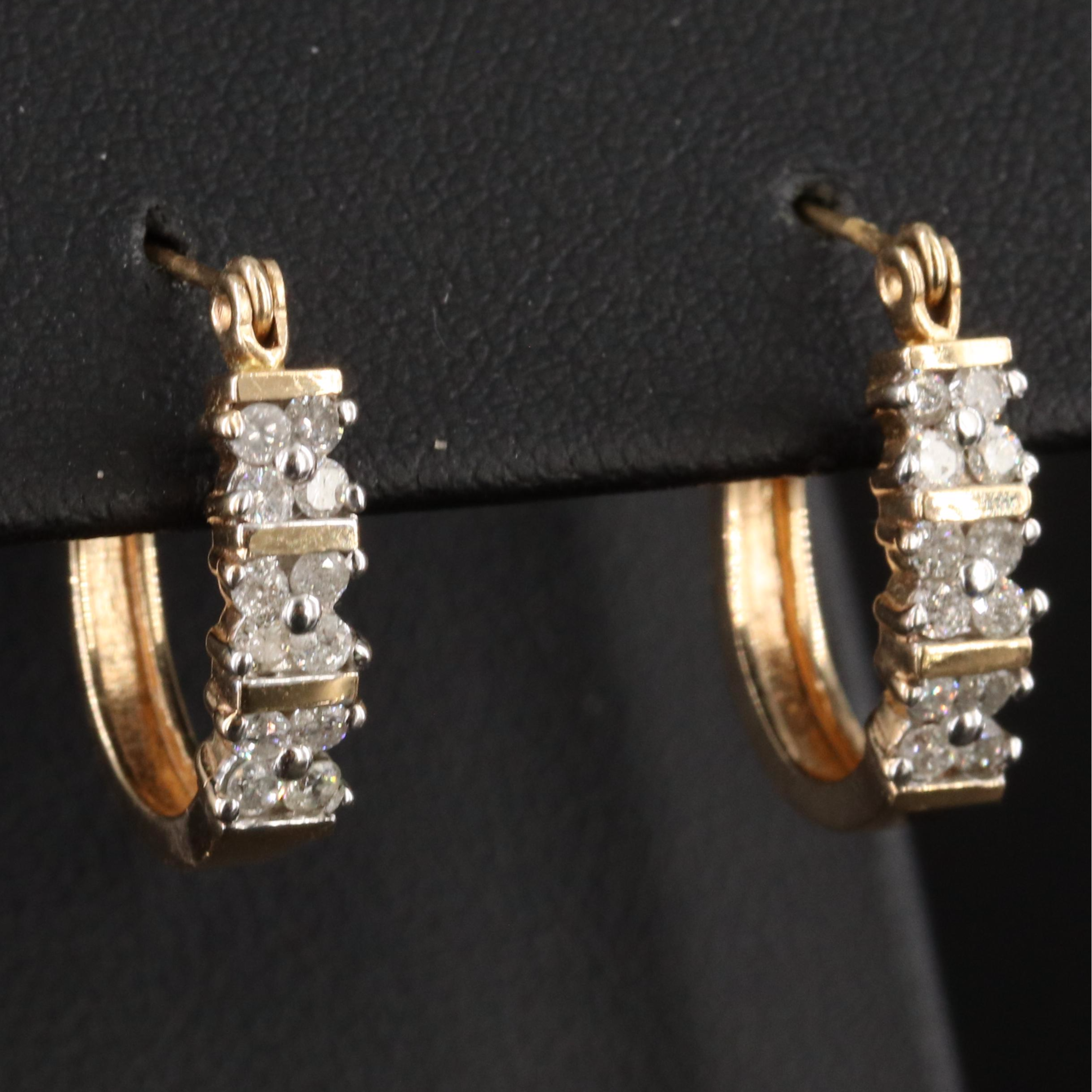 14K 1.06 CTW Diamond Hoop and J-Hoop Earrings