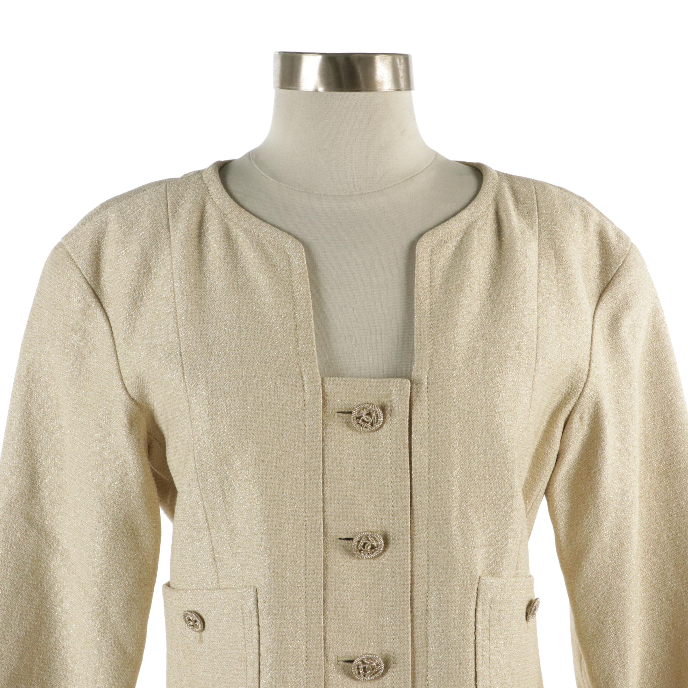 Chanel Metallic Fleck Cropped Suit Jacket