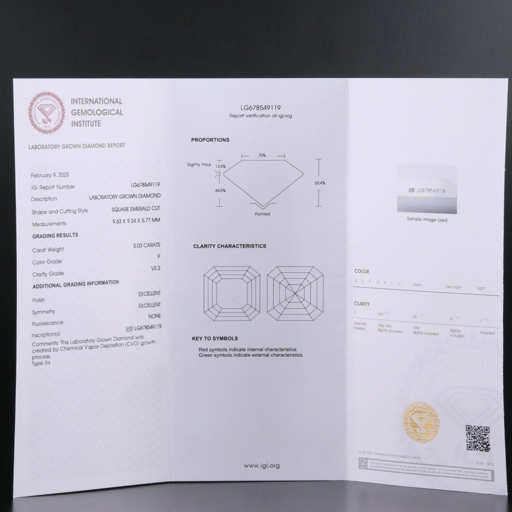 Platinum 5.03 CT Lab Grown Diamond Solitaire Ring with IGI Report