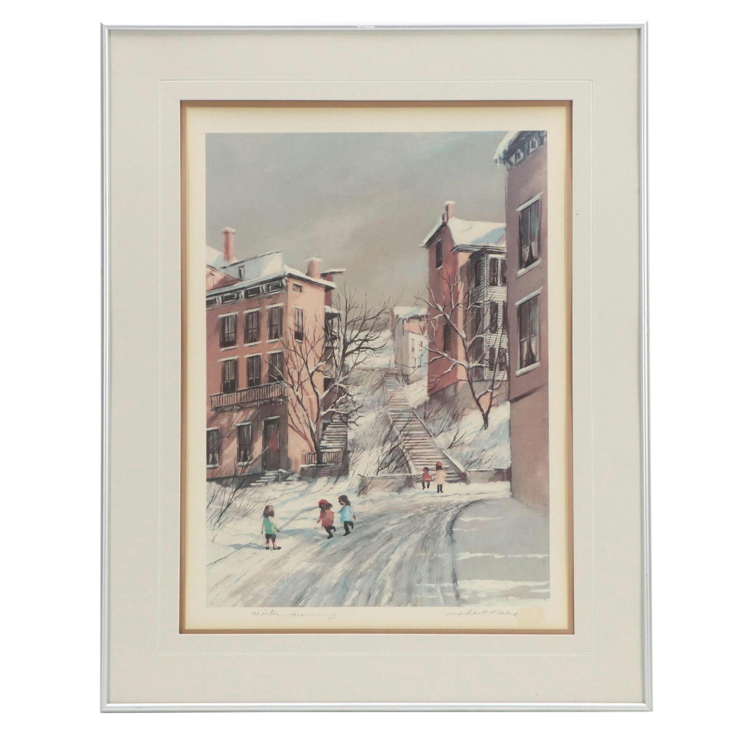 Robert Fabe Offset Lithograph "Winter Morning," Late 20th Century