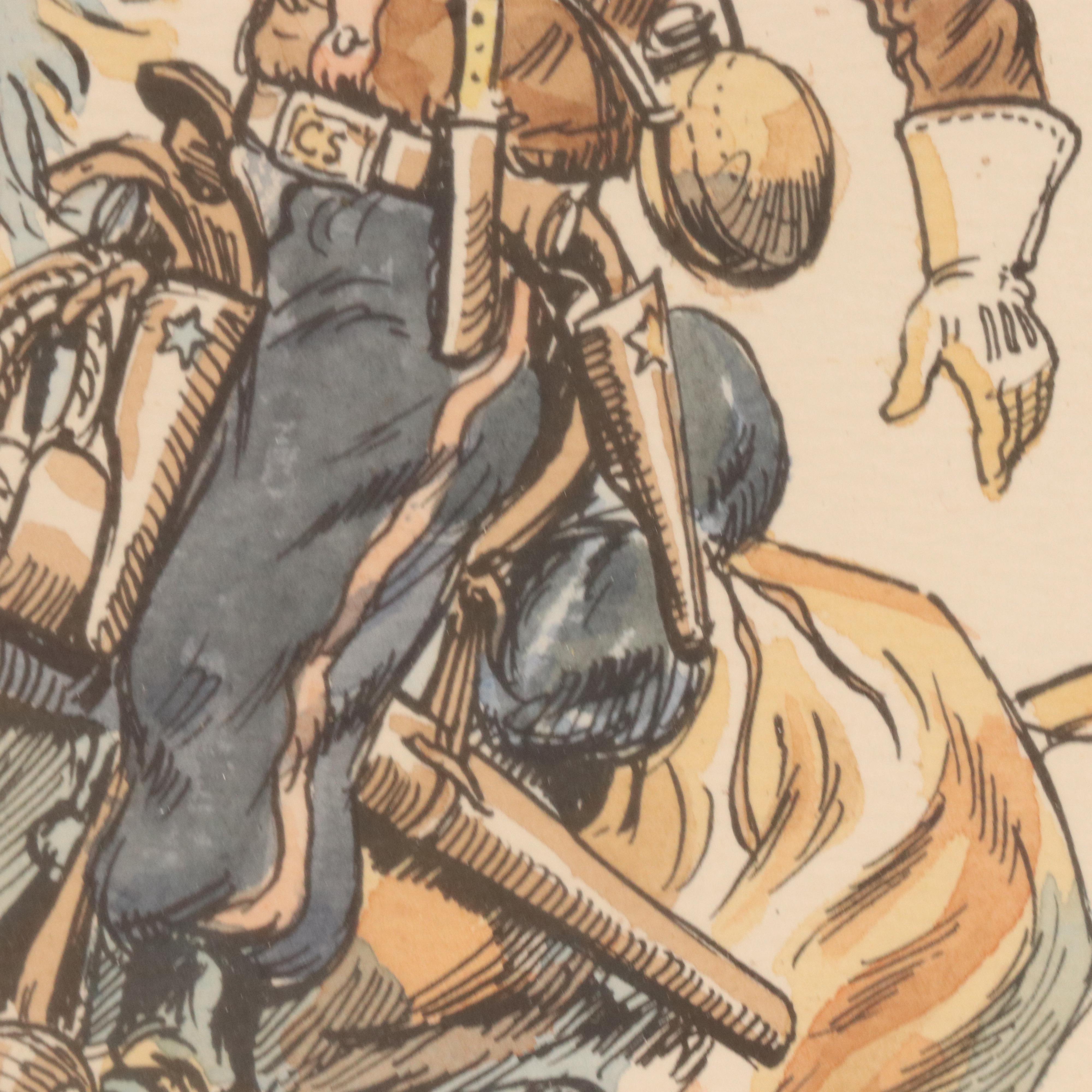 Eugene Leliepvre Lithograph "Guerre de Secession"