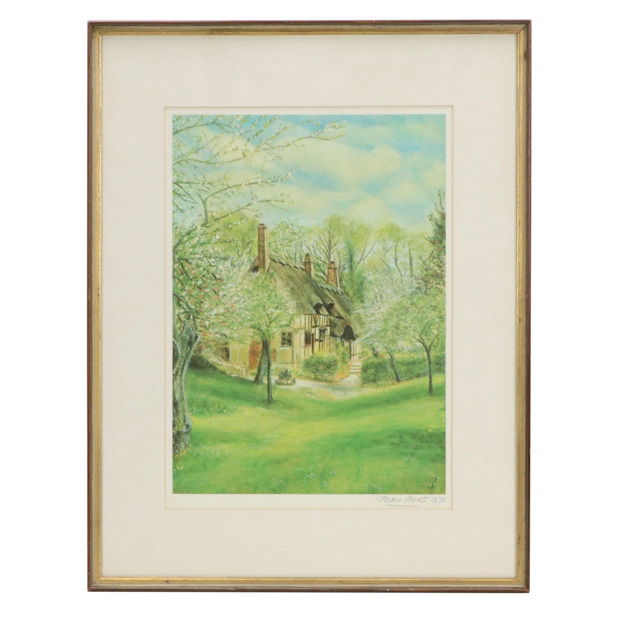 John Burt Offset Lithograph "Anne Hathaway’s Cottage," 1976