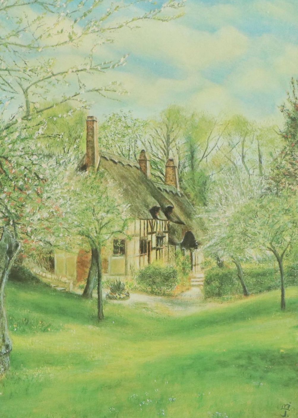 John Burt Offset Lithograph "Anne Hathaway’s Cottage," 1976