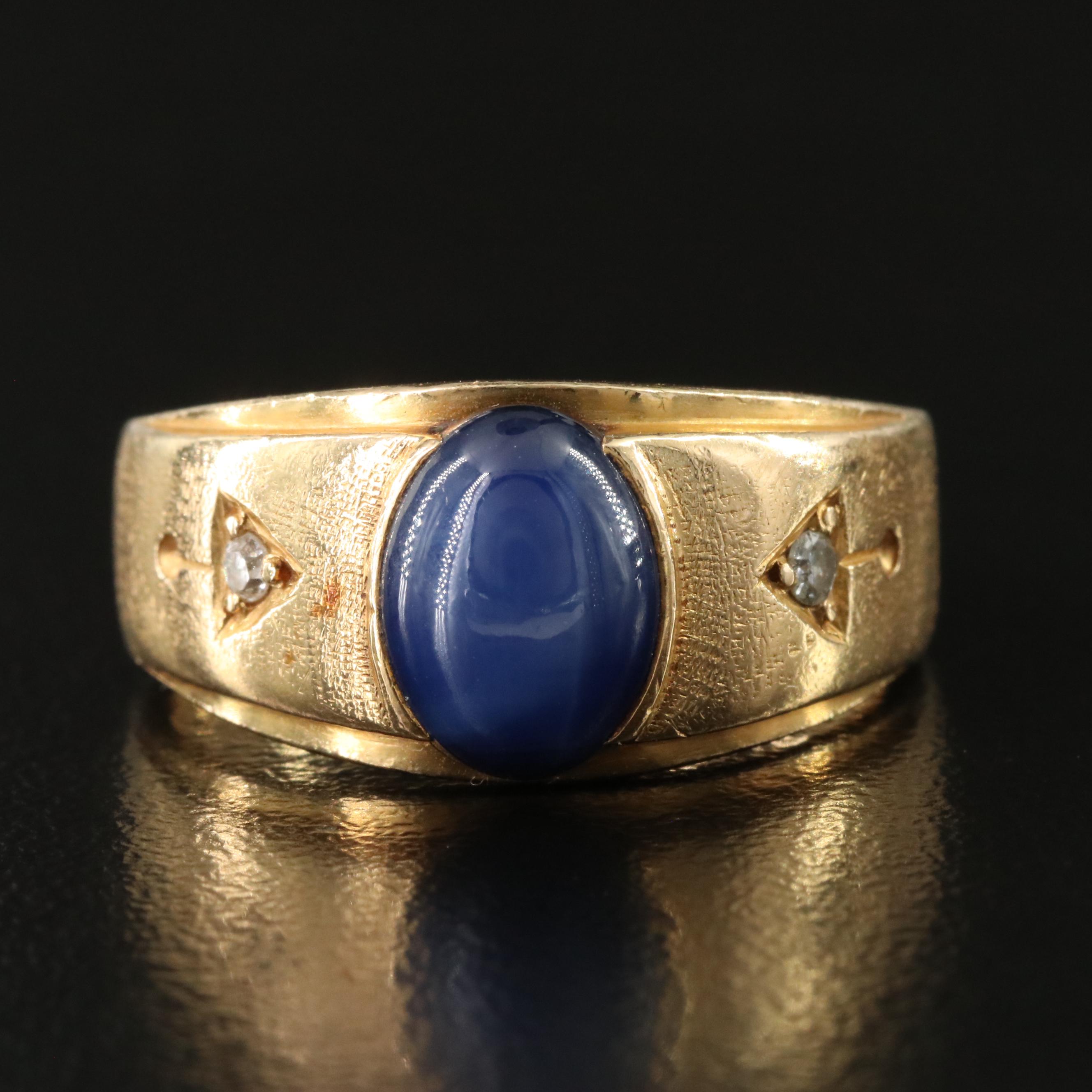 18K Star Sapphire and Diamond Ring