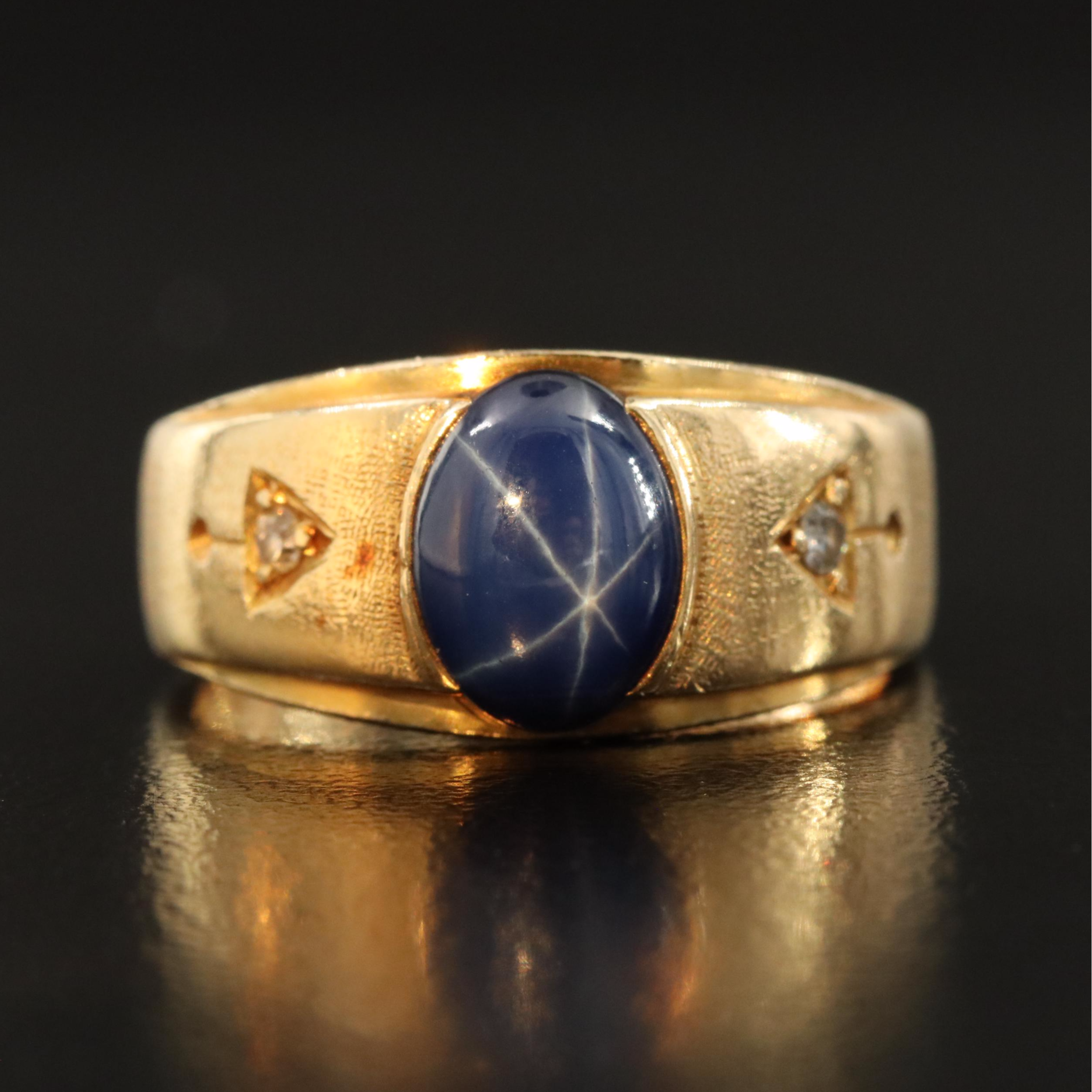 18K Star Sapphire and Diamond Ring