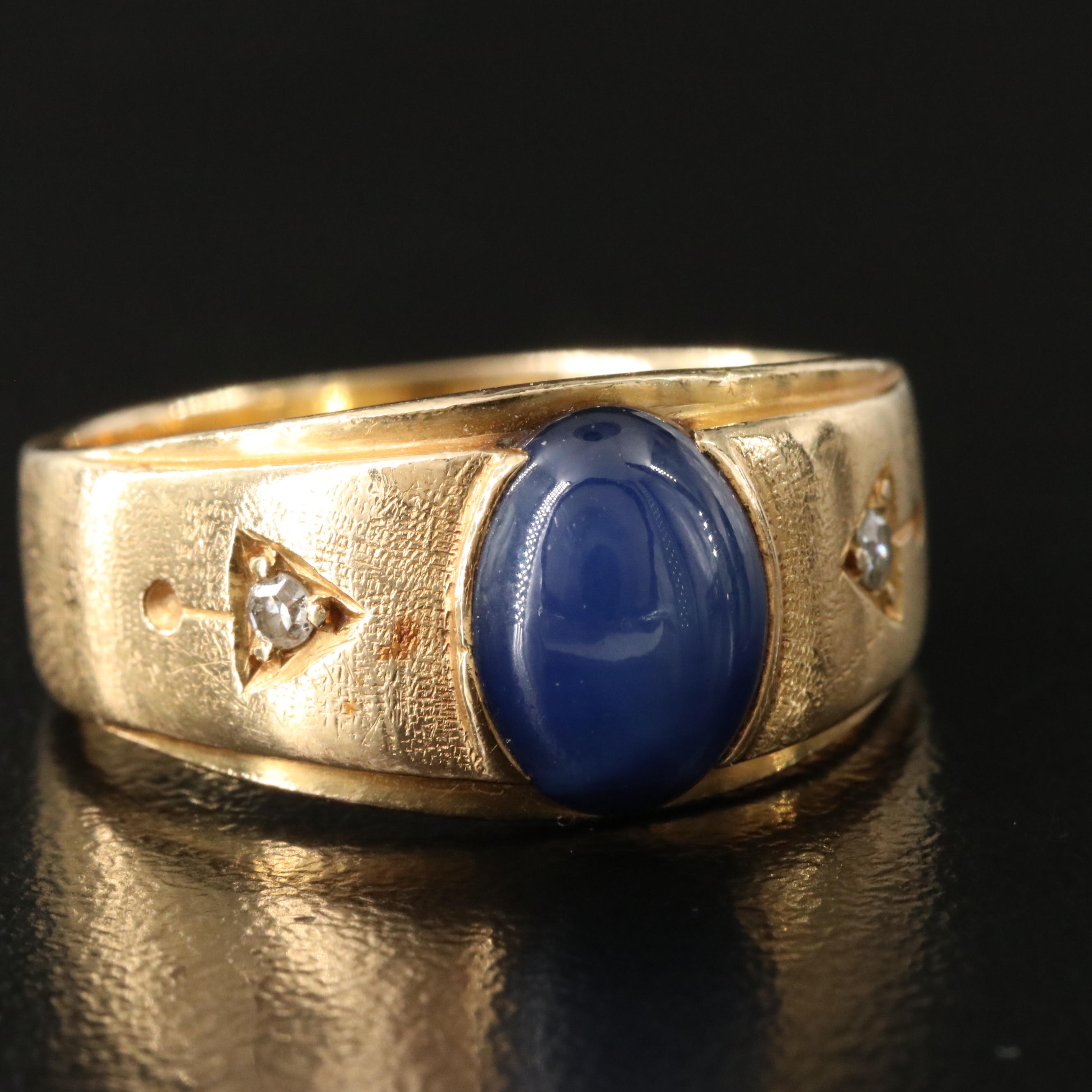 18K Star Sapphire and Diamond Ring