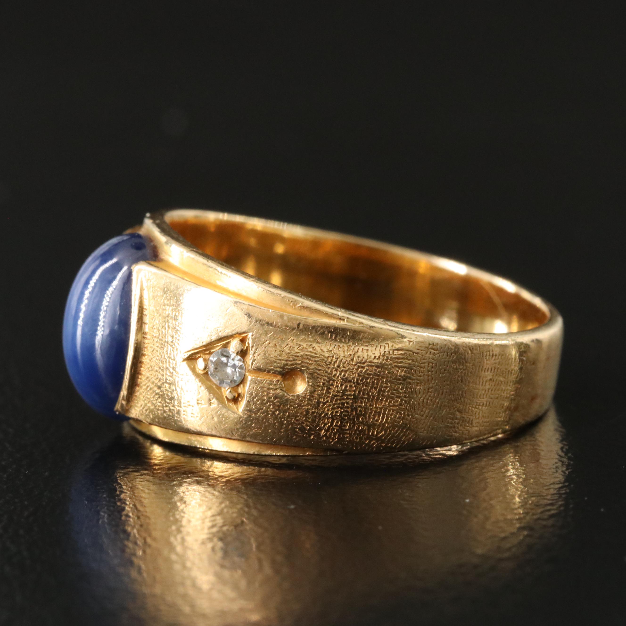 18K Star Sapphire and Diamond Ring