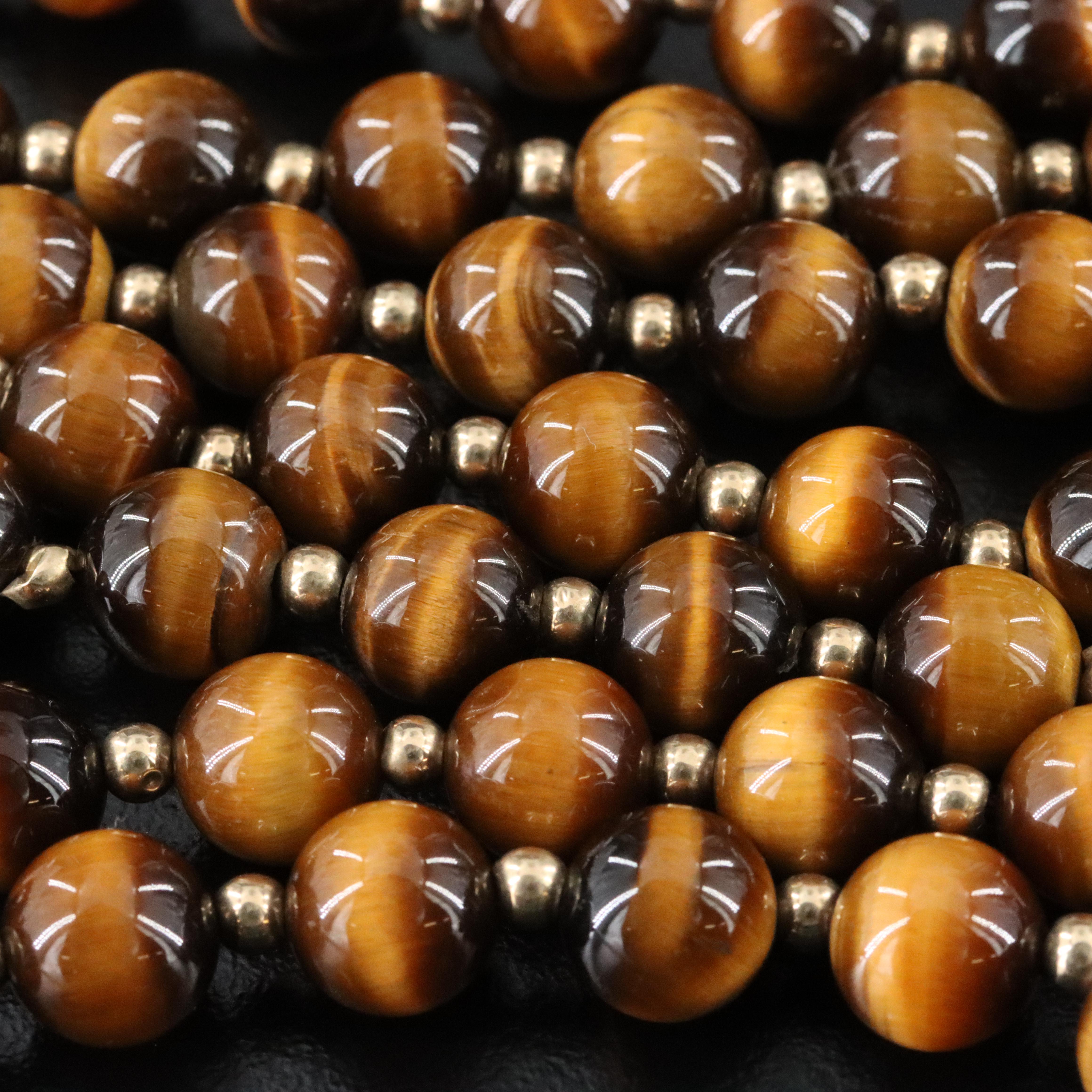 Tiger's Eye Bead Necklace with 14K Spacers