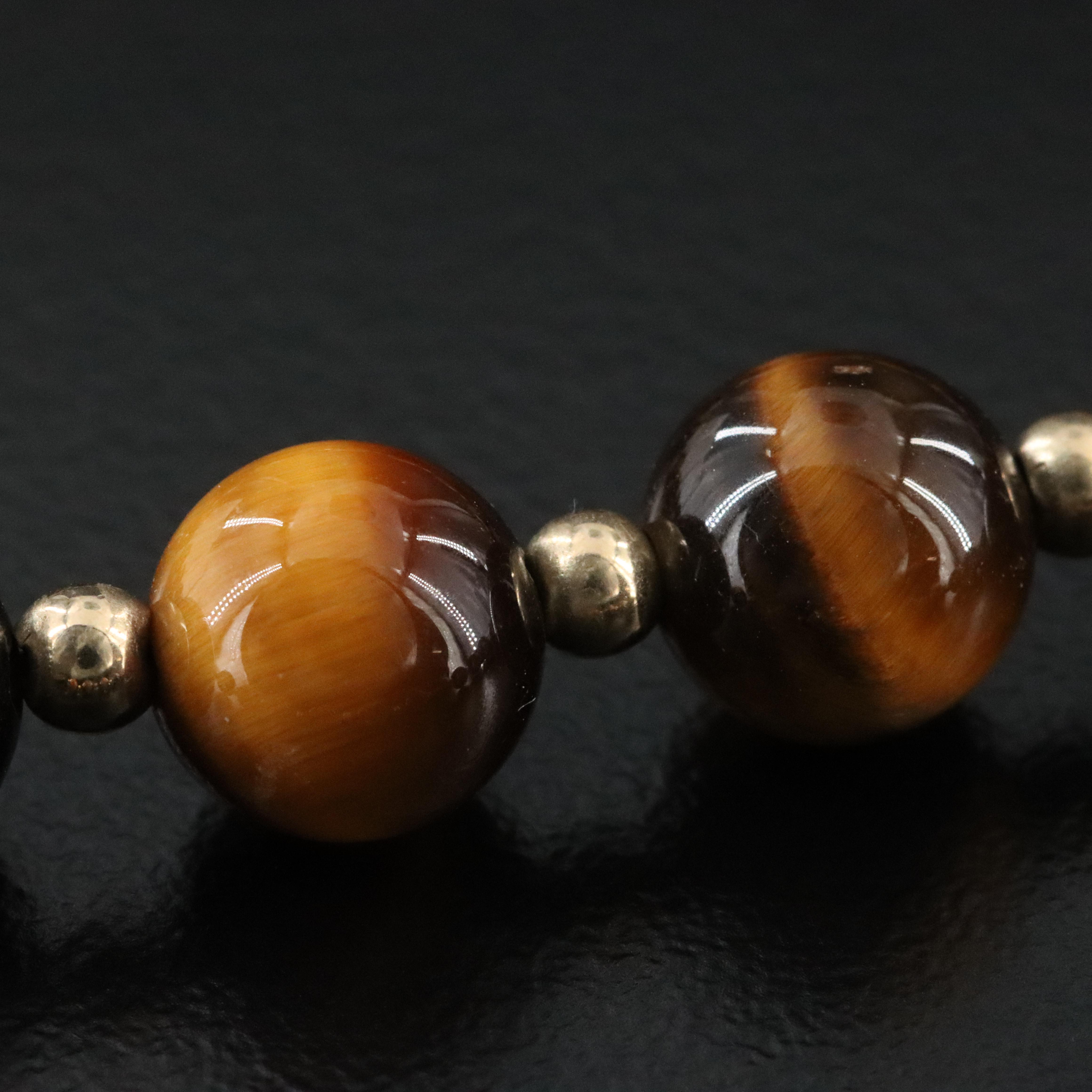Tiger's Eye Bead Necklace with 14K Spacers