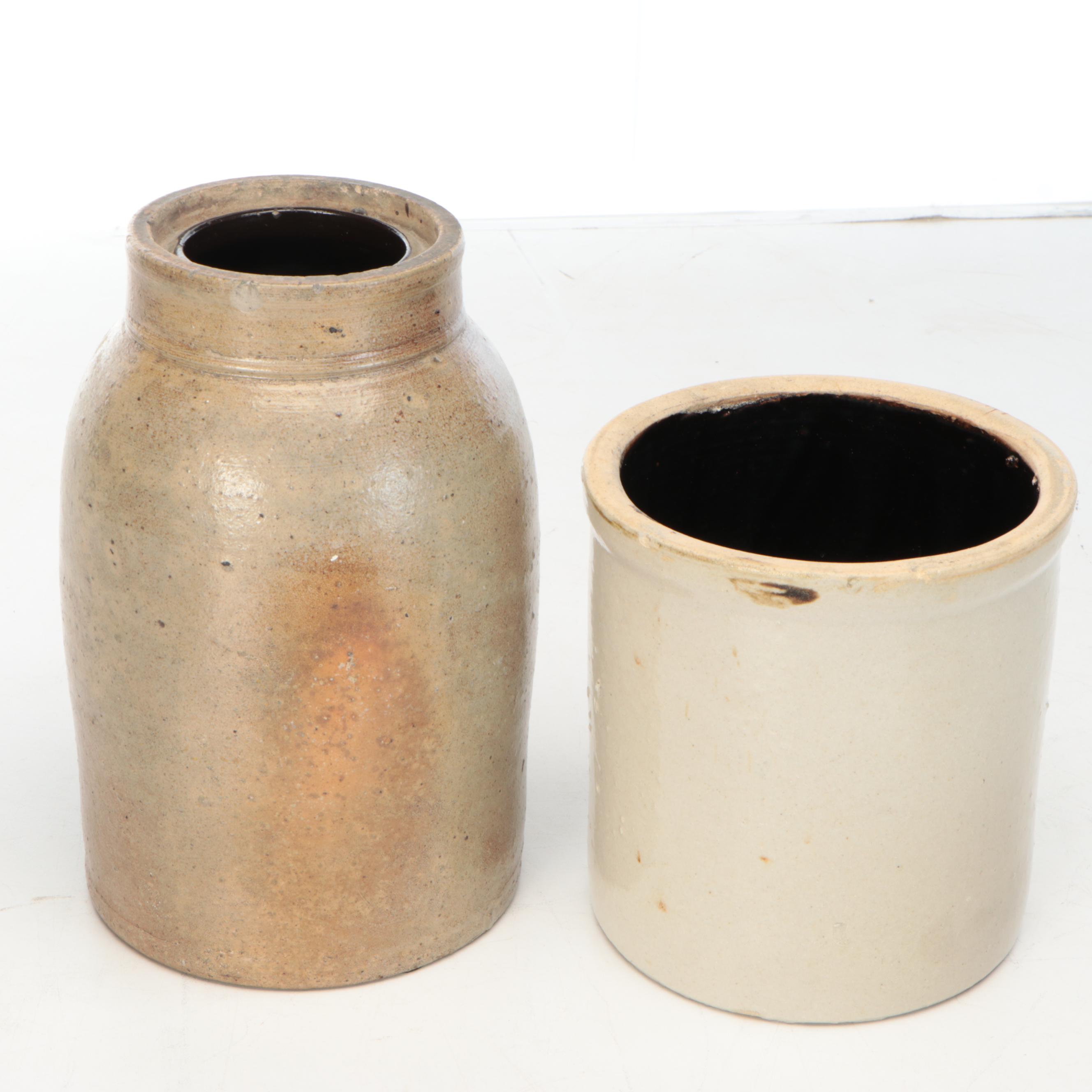 Robinson Ransbottom Pottery Crock with Salt Glazed Stoneware Wax Seal Crocks