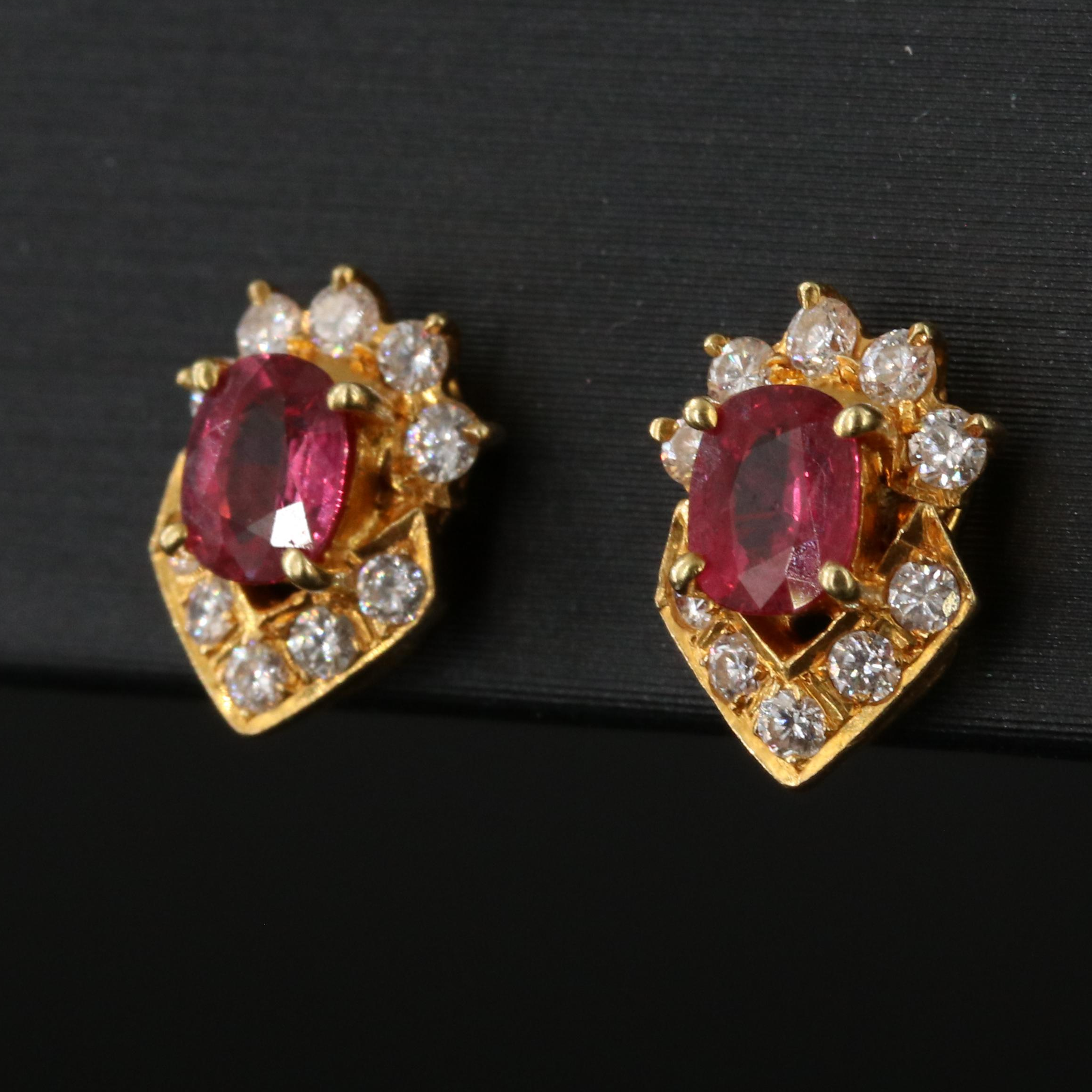 18K Ruby and Diamond Earrings