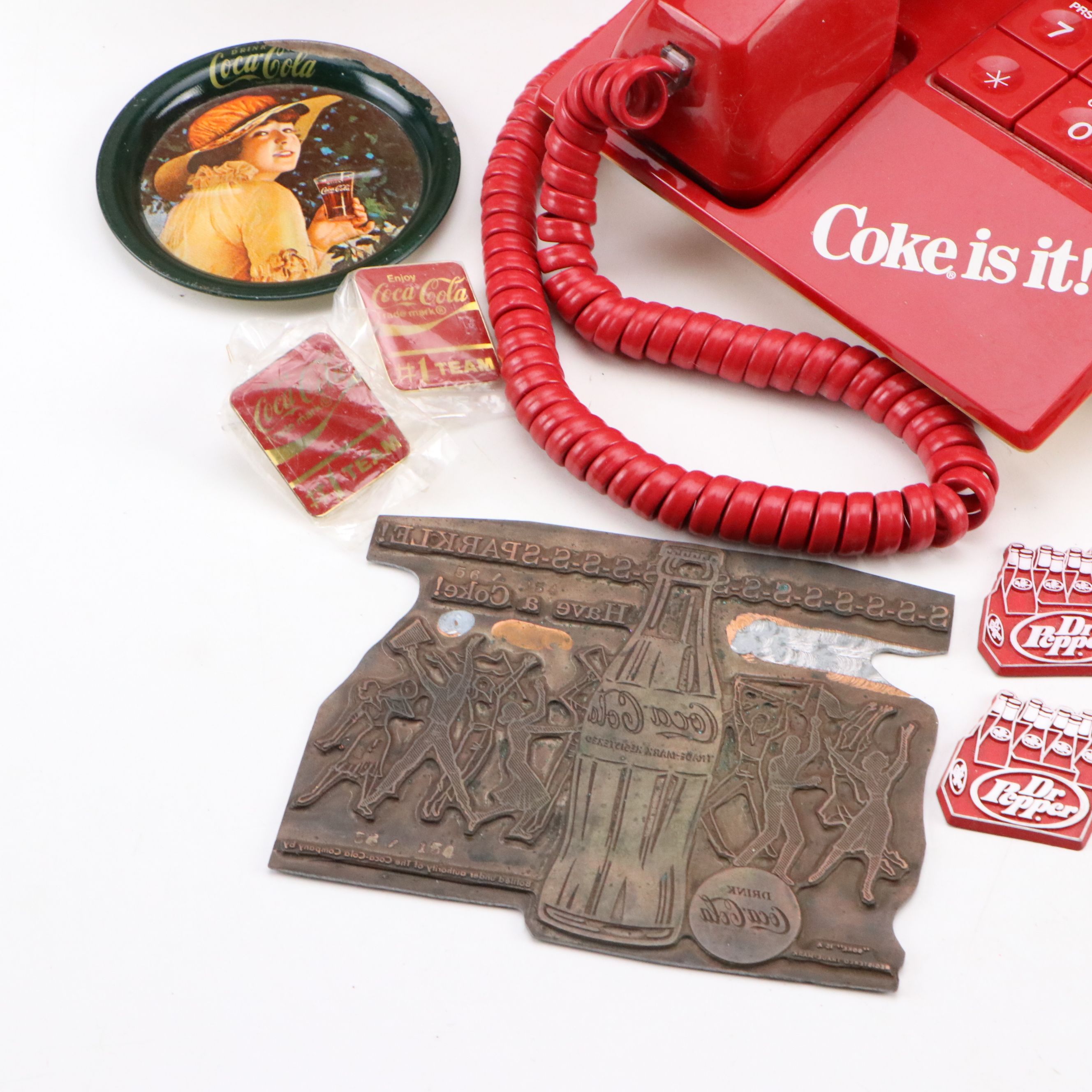 Coca-Cola Advertising Telephone, Book, Seat Cushion and More Memorabilia