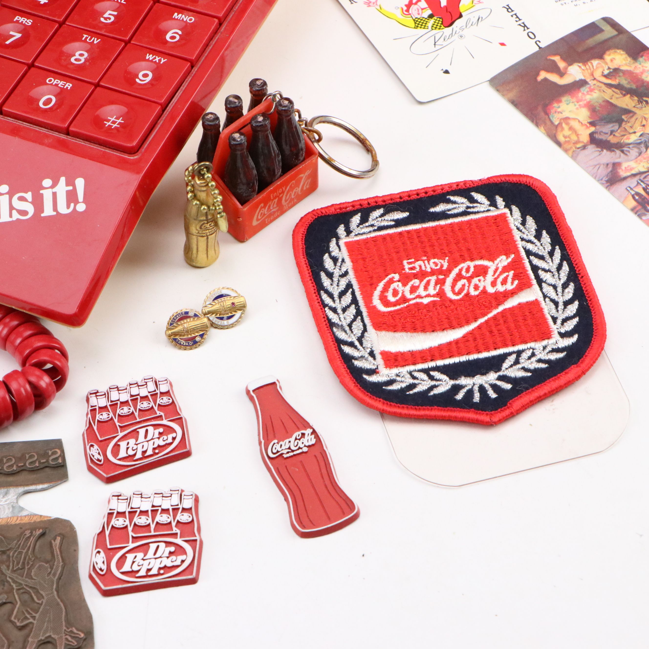 Coca-Cola Advertising Telephone, Book, Seat Cushion and More Memorabilia