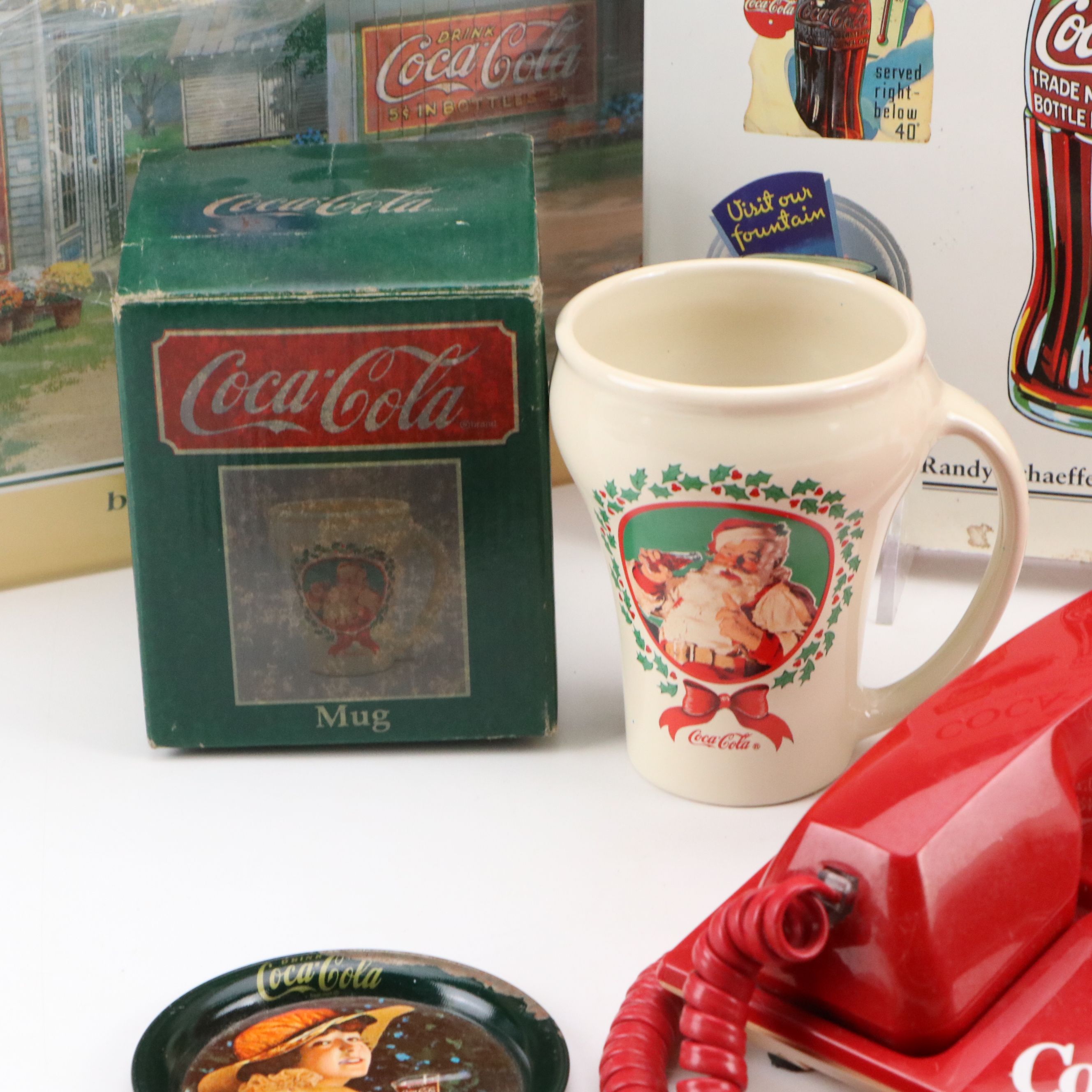 Coca-Cola Advertising Telephone, Book, Seat Cushion and More Memorabilia