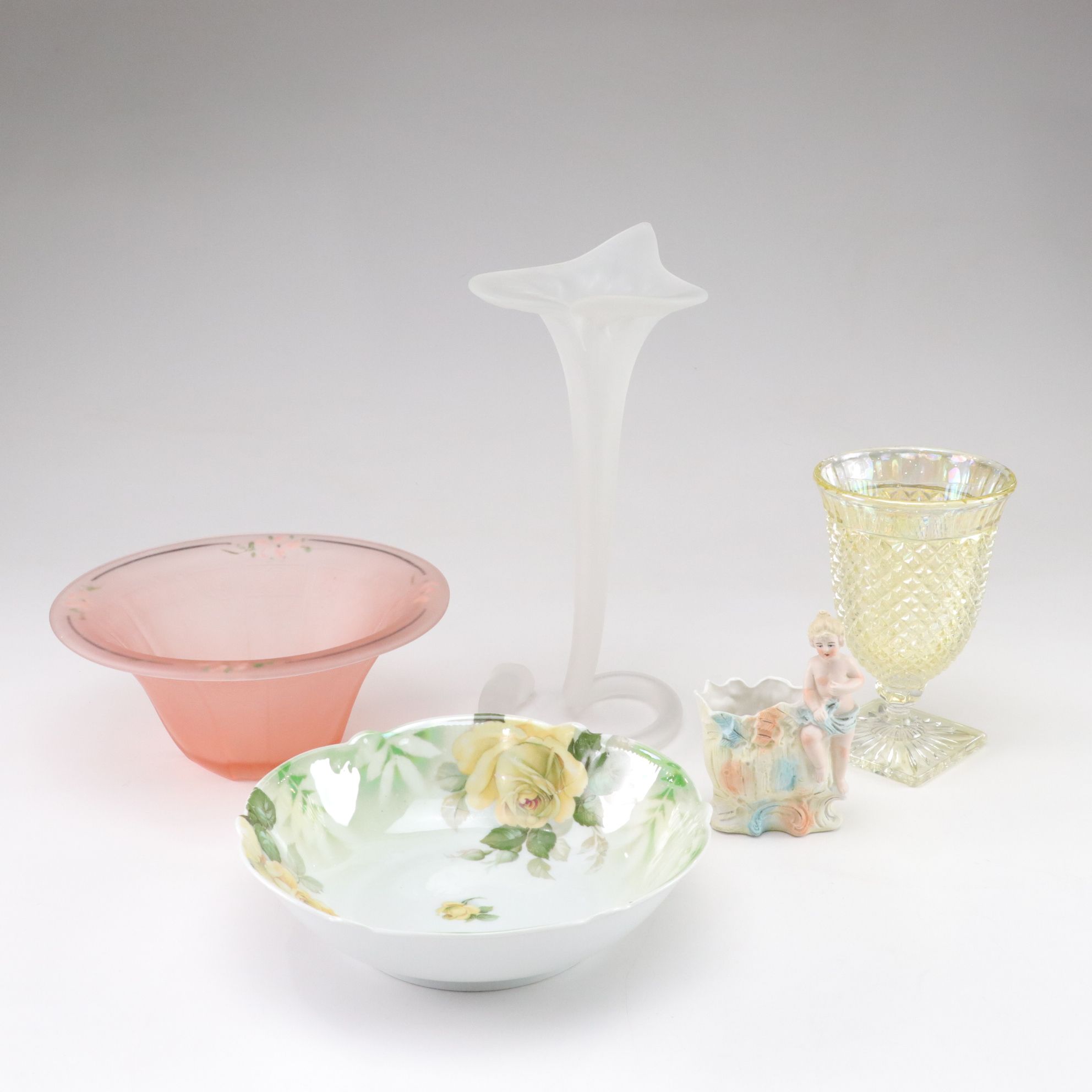 Satin Glass Vase with Decorative Bowls & More