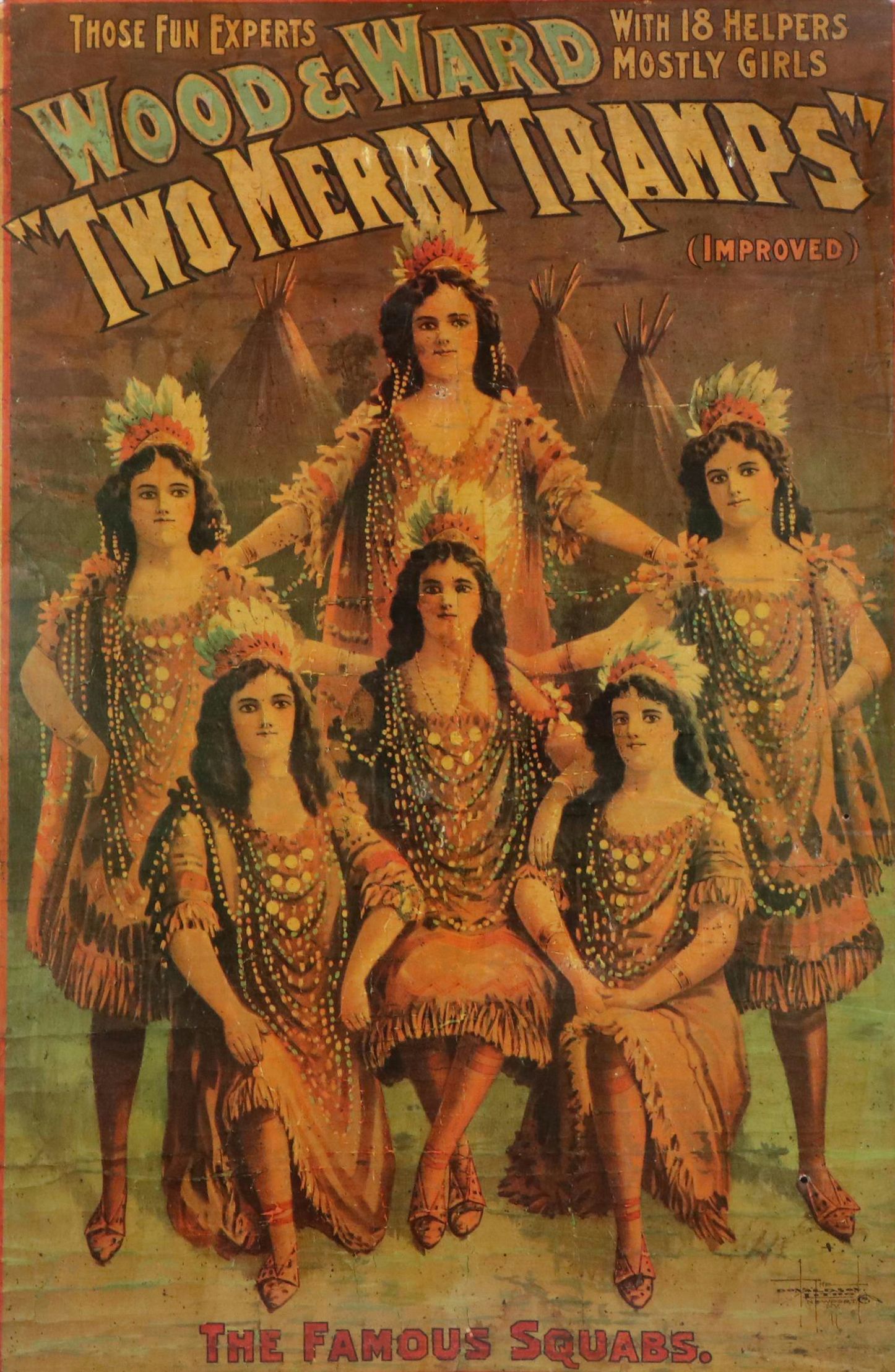 Metal Sign Poster Advertising Wood and Ward "Two Merry Tramps" Show