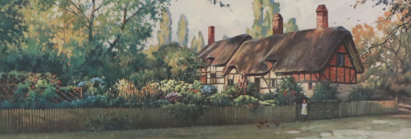 Paul Landry Offset Lithograph "An English Cottage," 1994