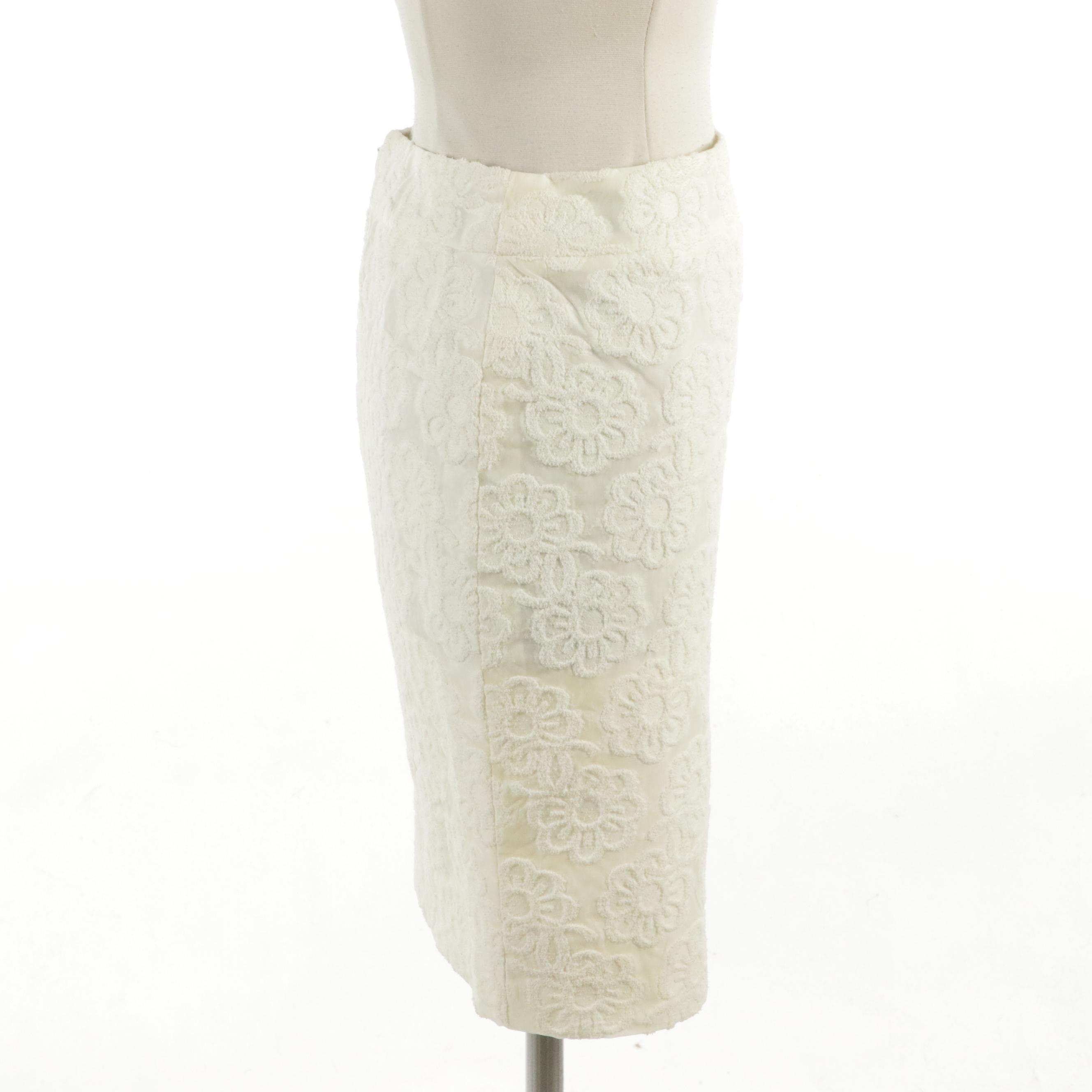 Chanel Cruise Collection Flocked Camellia Pencil Skirt