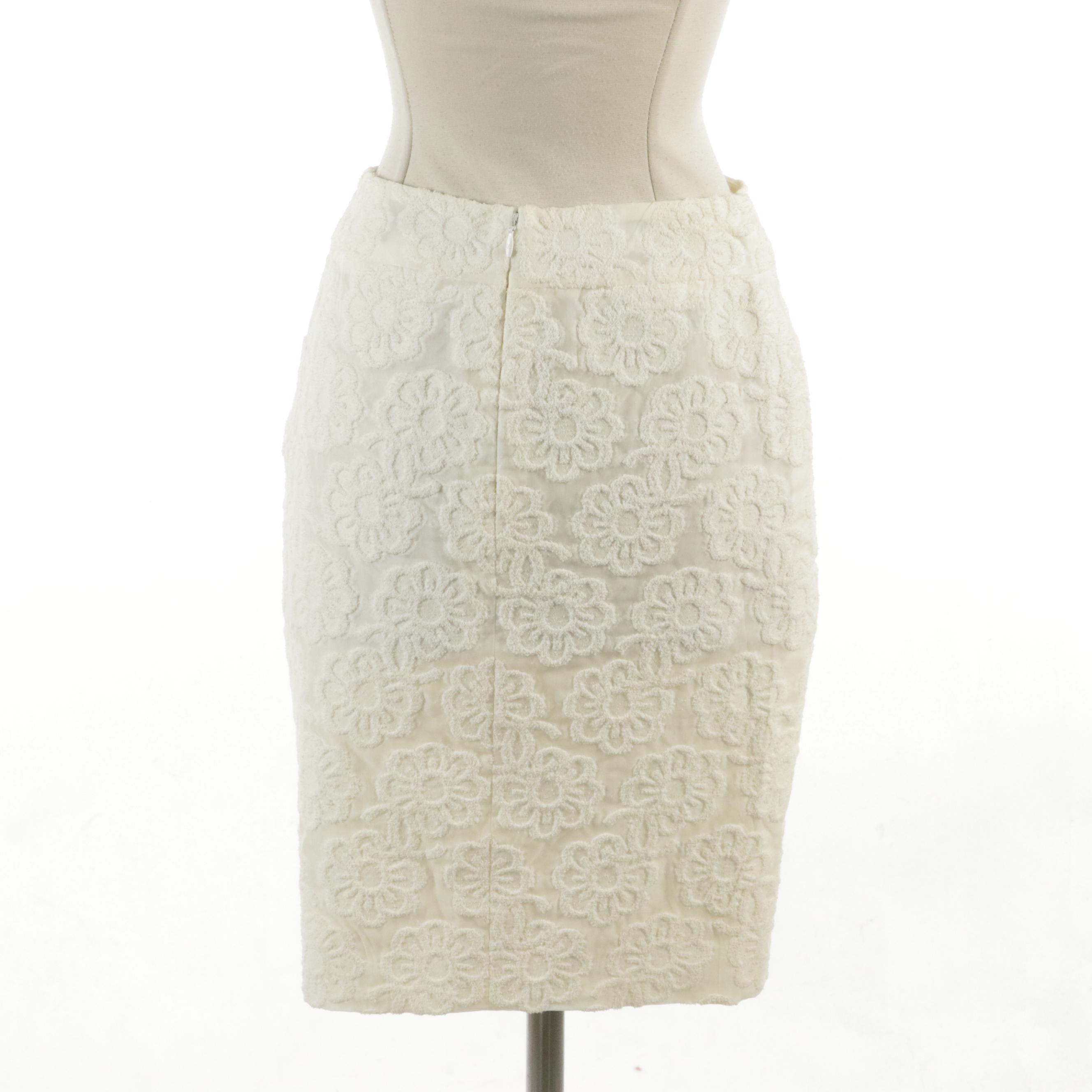 Chanel Cruise Collection Flocked Camellia Pencil Skirt