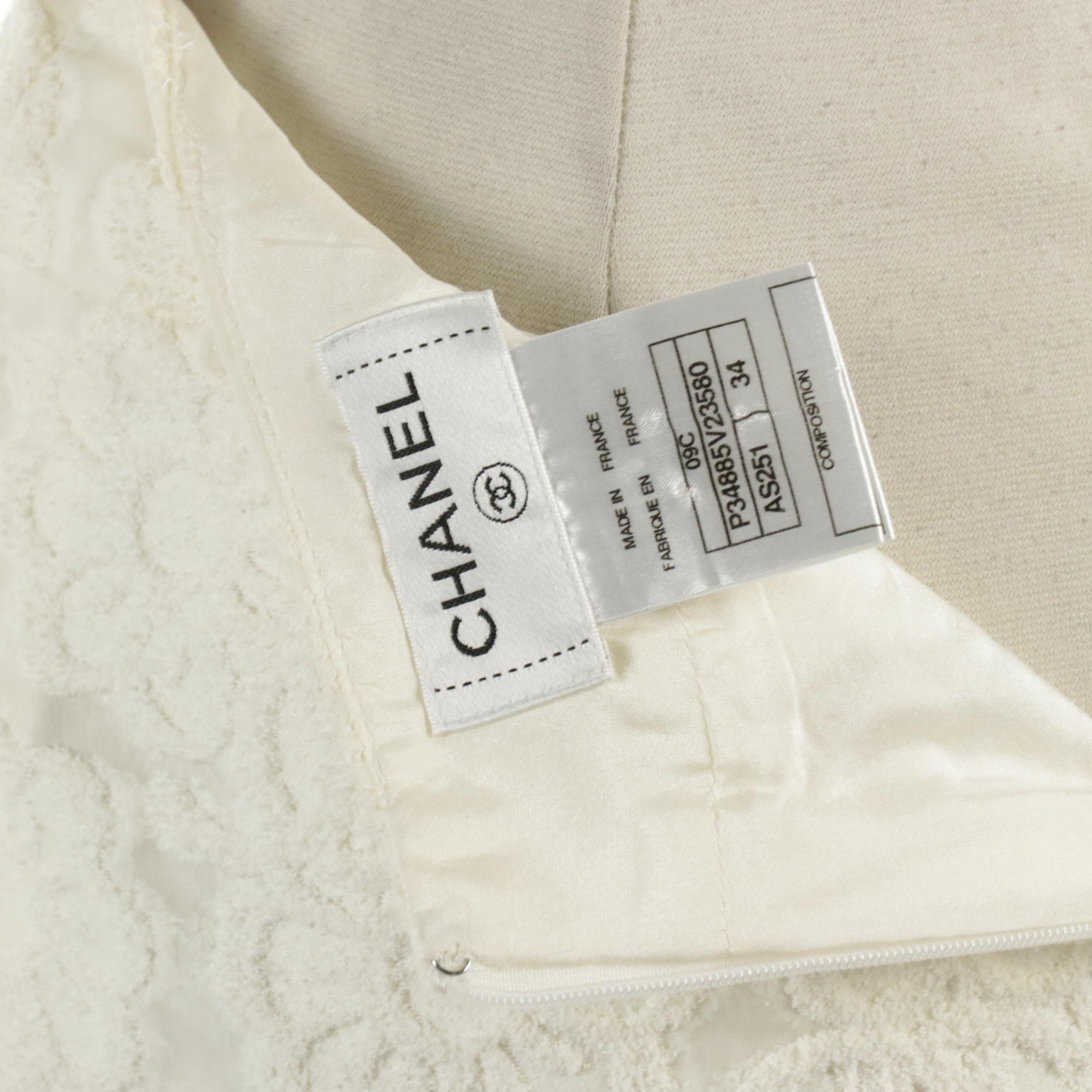 Chanel Cruise Collection Flocked Camellia Pencil Skirt