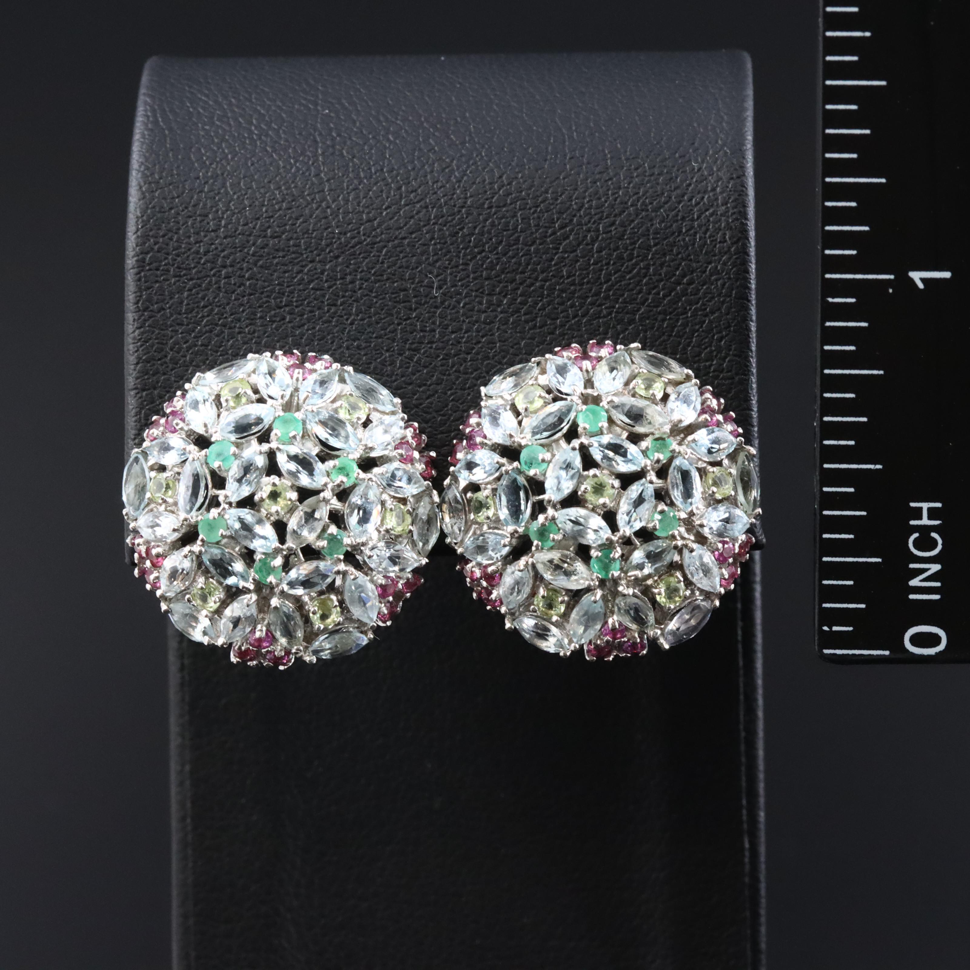 Sterling Gemstone Earrings Including Amethyst, Emerald, and Garnet